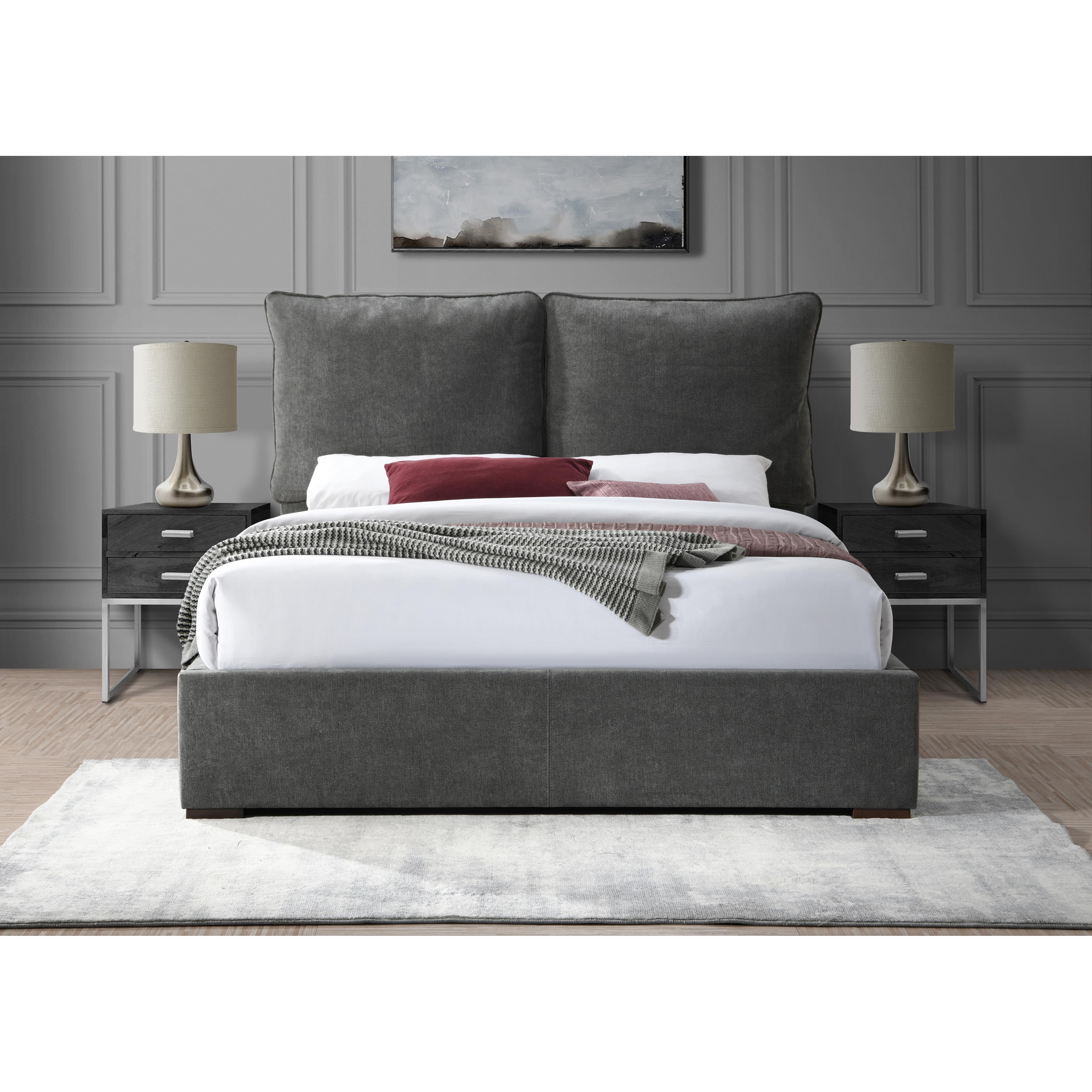 Meridian Misha Pepper Black Polyester Fabric Full Bed (3 Boxes)