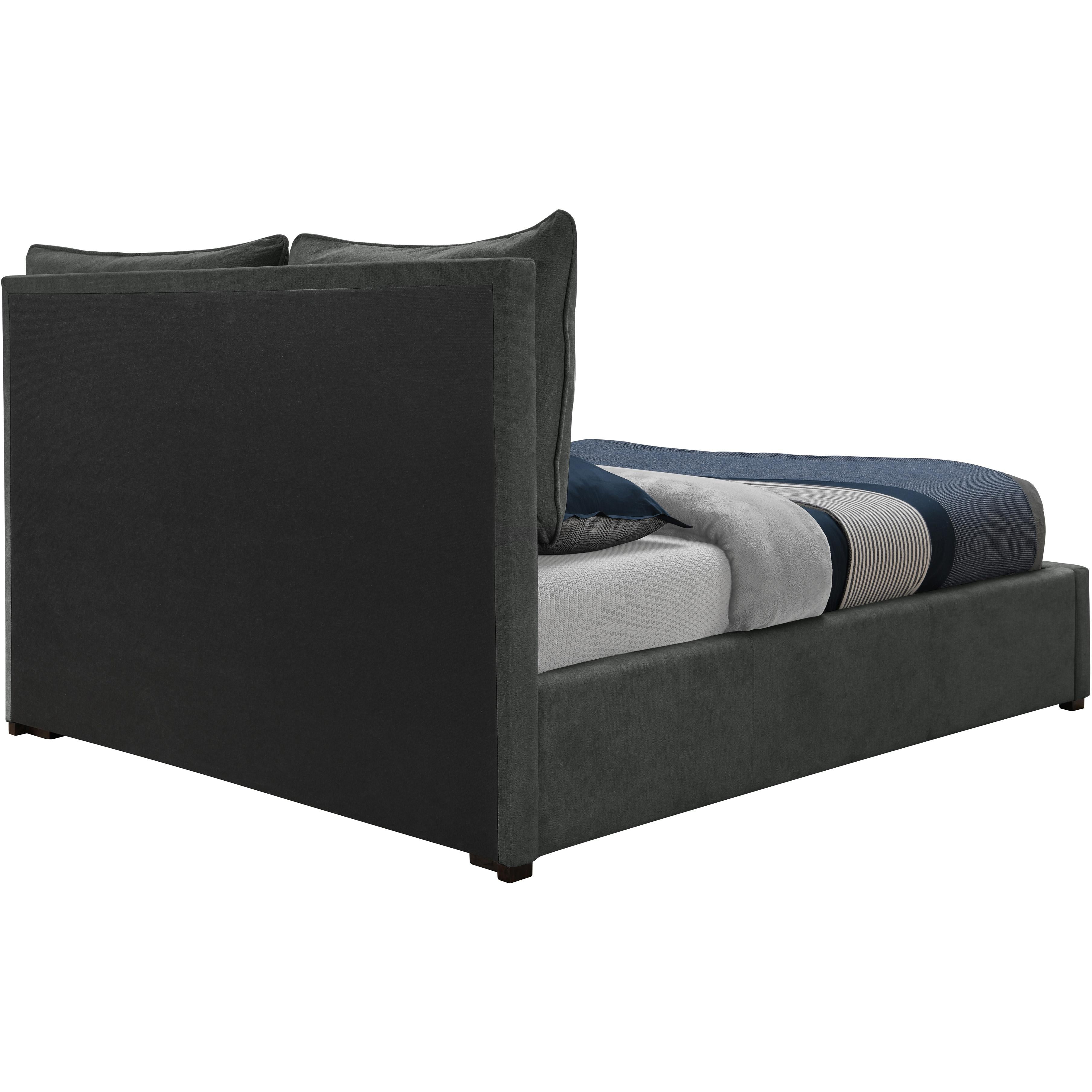 Meridian Misha Pepper Black Polyester Fabric Full Bed (3 Boxes)