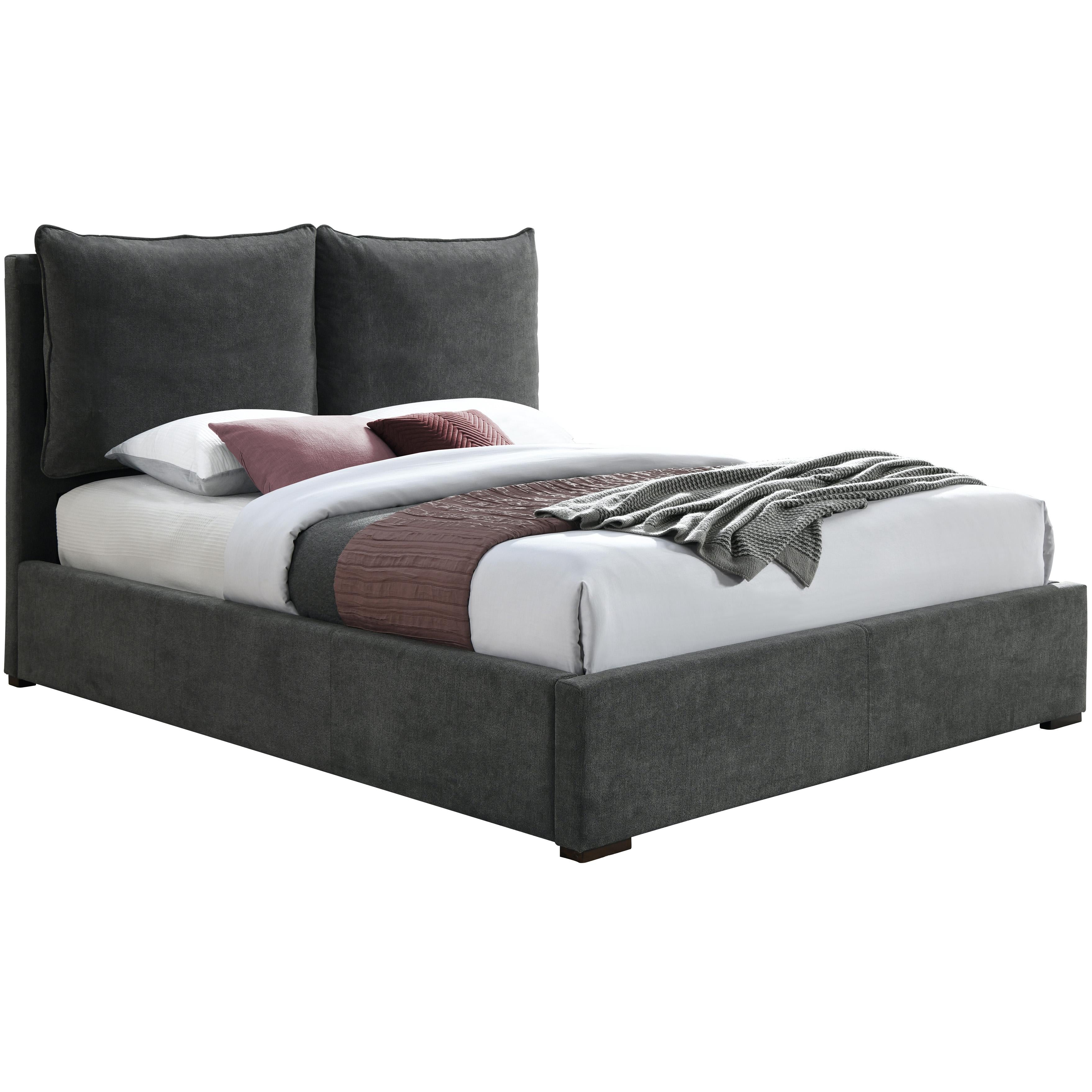 Meridian Misha Pepper Black Polyester Fabric Queen Bed (3 Boxes)
