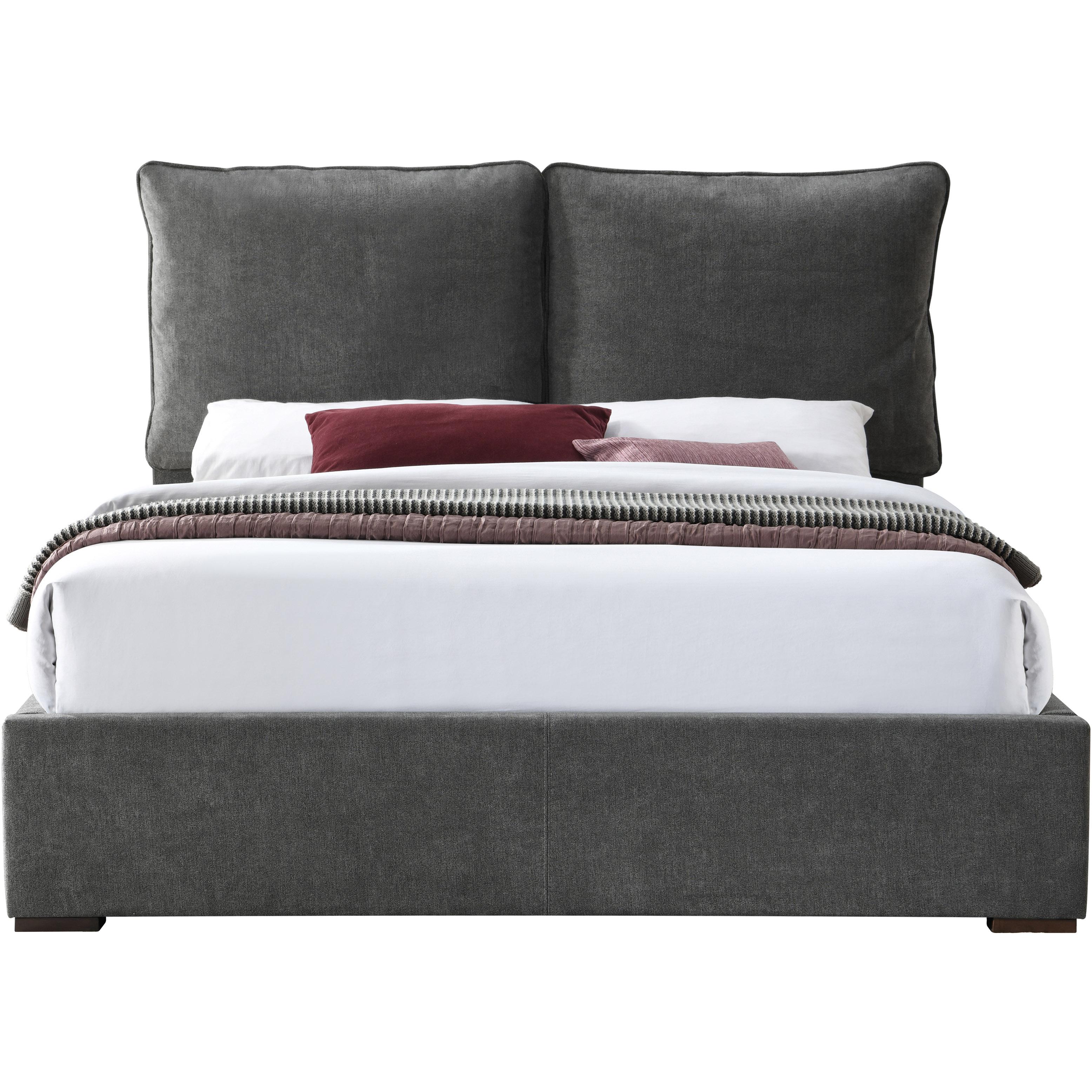 Meridian Misha Pepper Black Polyester Fabric Queen Bed (3 Boxes)