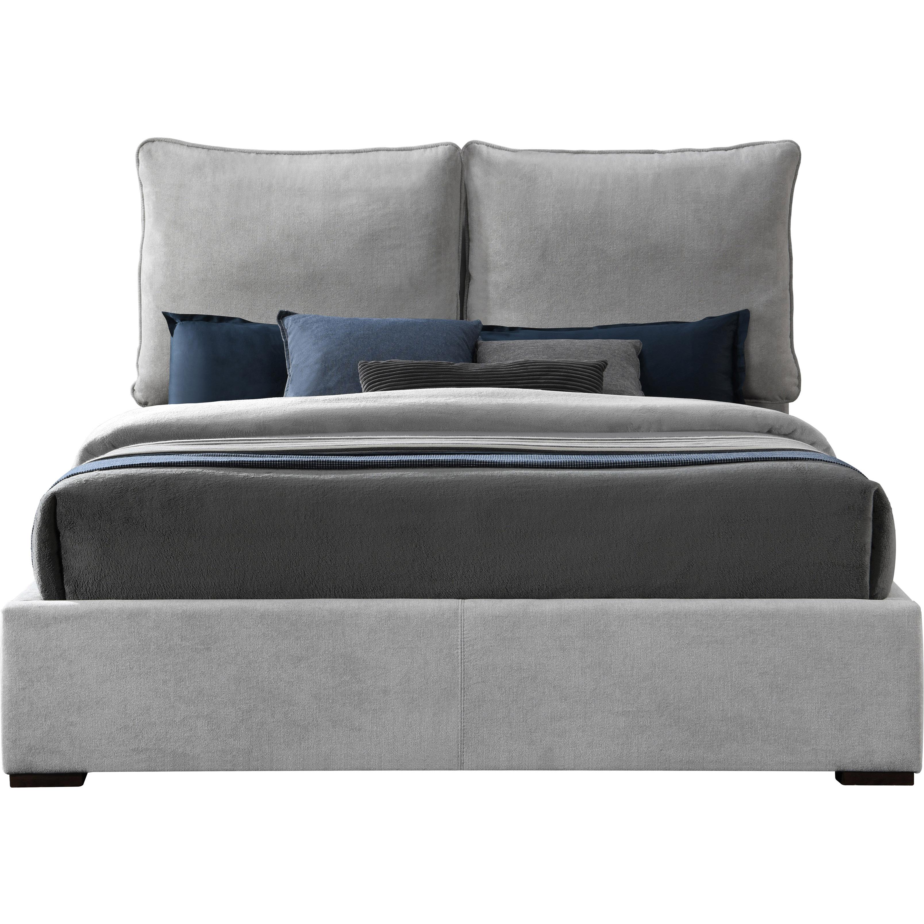 Meridian Misha Light Grey Polyester Fabric Full Bed (3 Boxes)