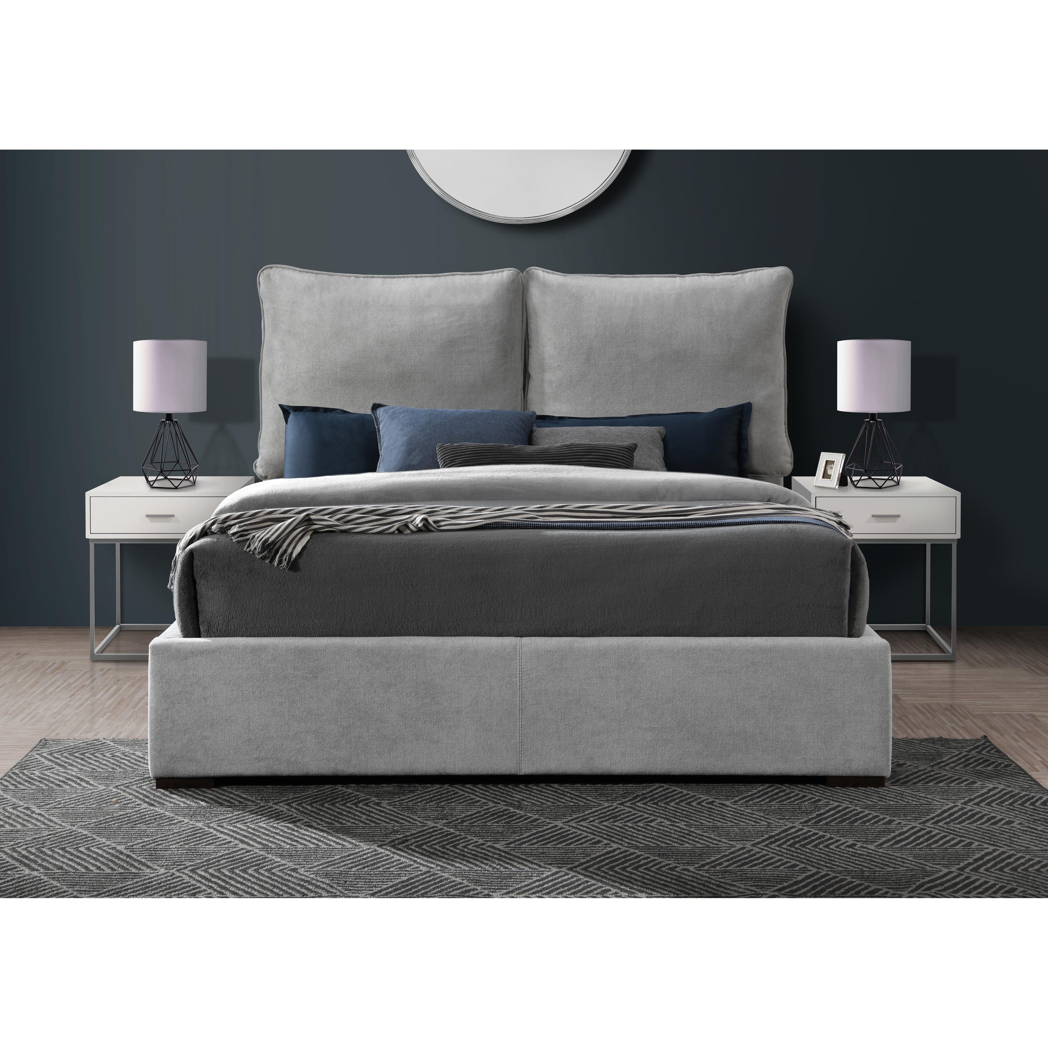 Meridian Misha Light Grey Polyester Fabric King Bed (3 Boxes)