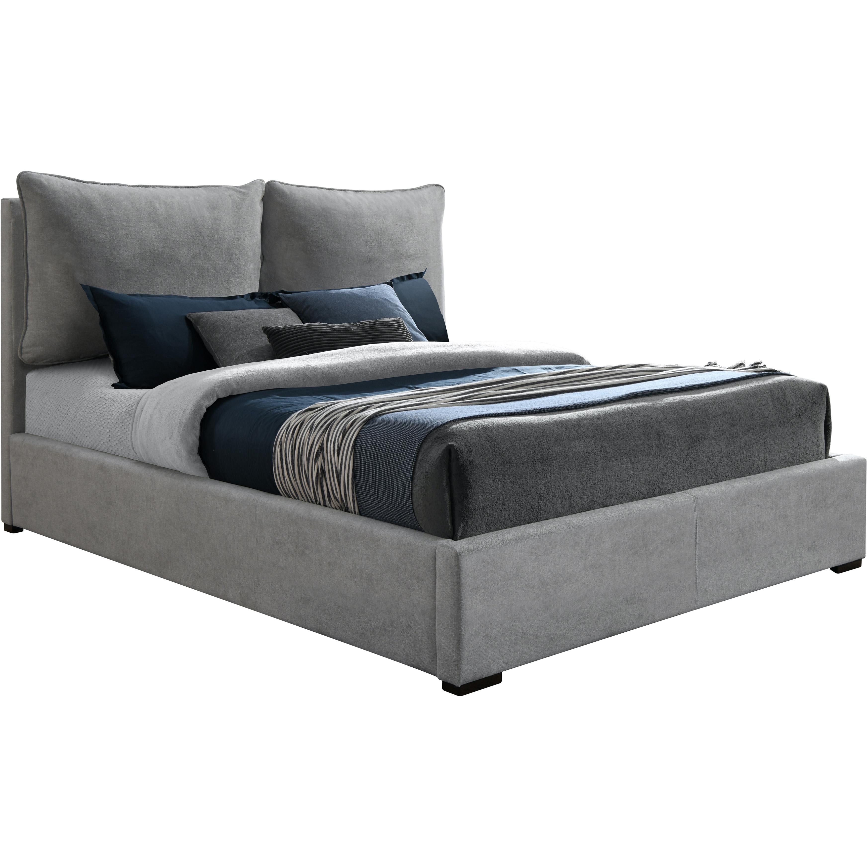 Meridian Misha Light Grey Polyester Fabric Queen Bed (3 Boxes)