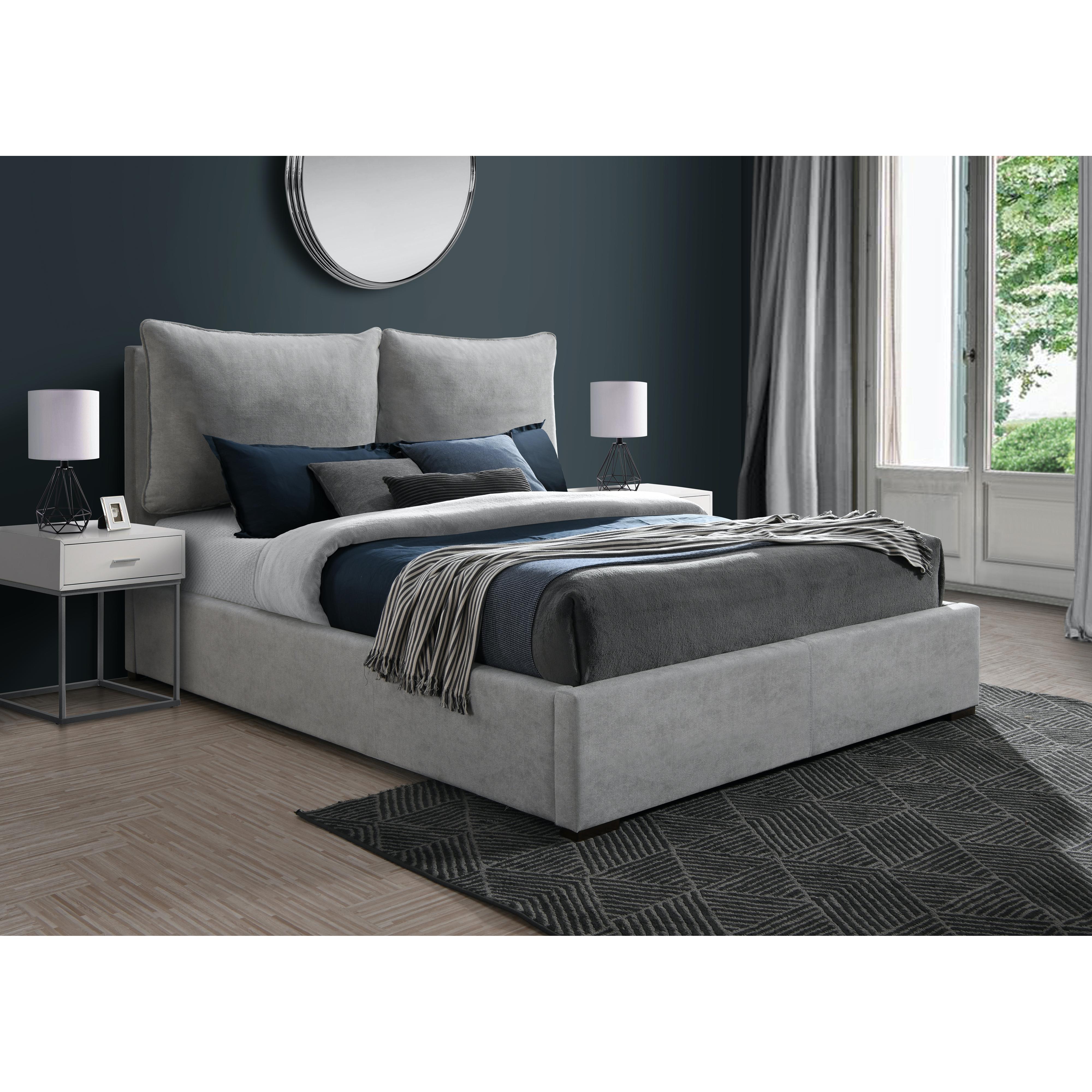 Meridian Misha Light Grey Polyester Fabric Queen Bed (3 Boxes)