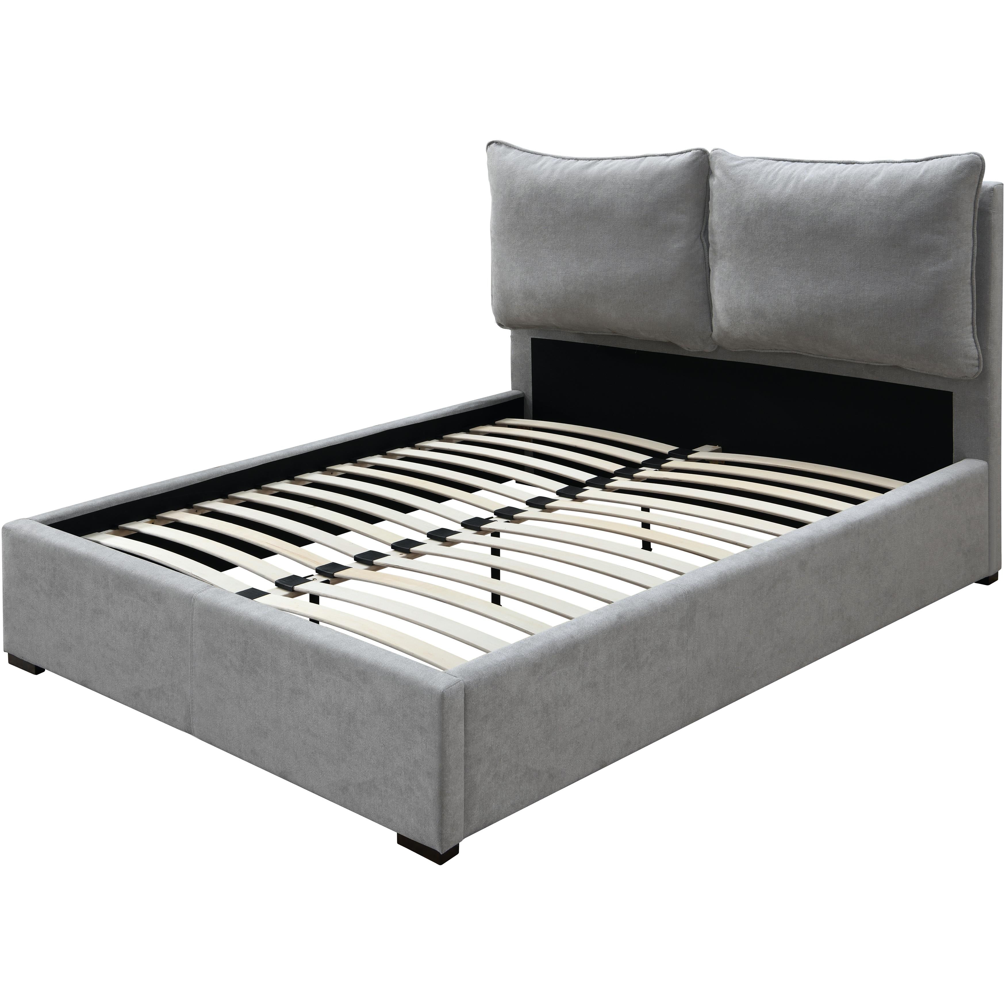 Meridian Misha Light Grey Polyester Fabric Queen Bed (3 Boxes)
