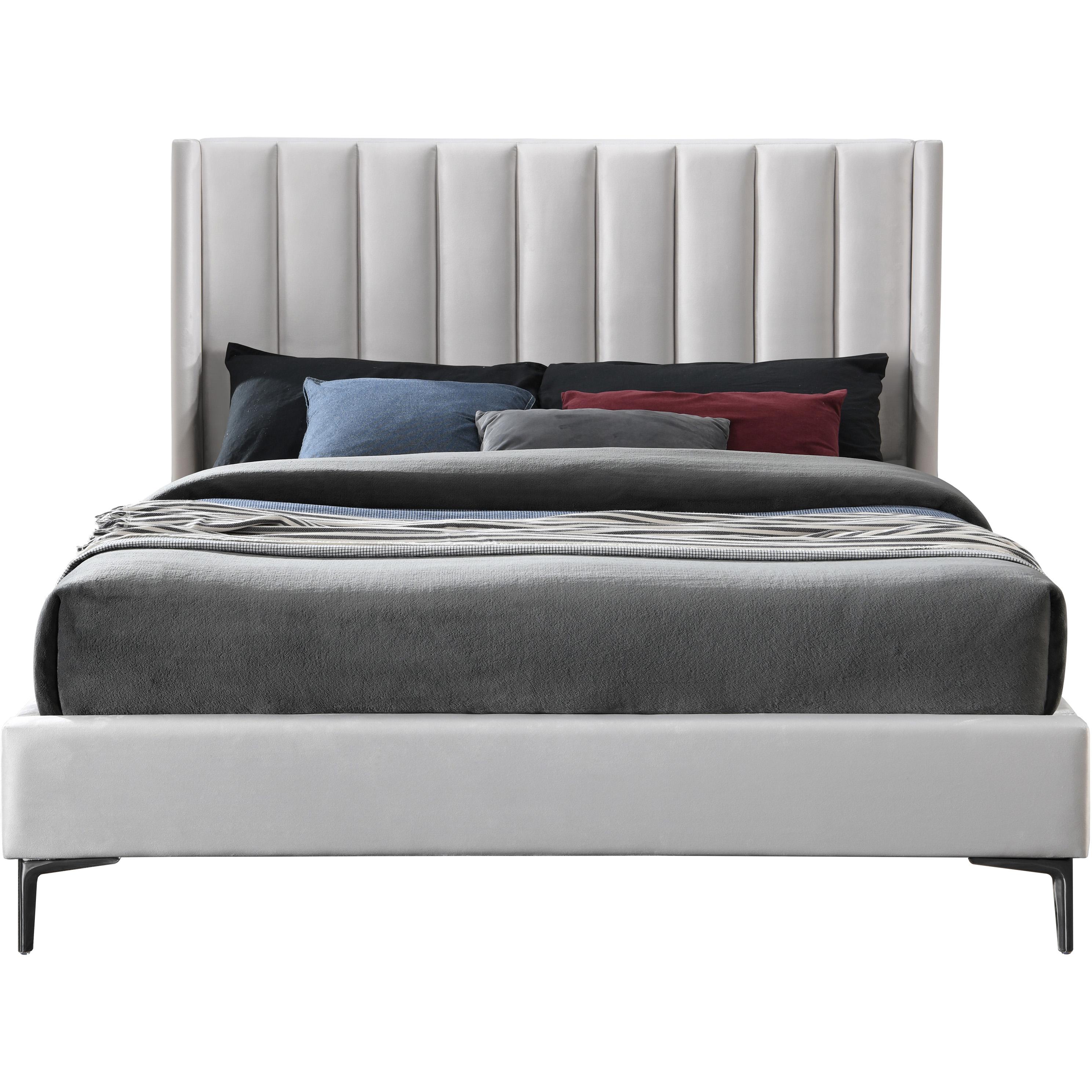 Meridian Nadia Cream Velvet Full Bed