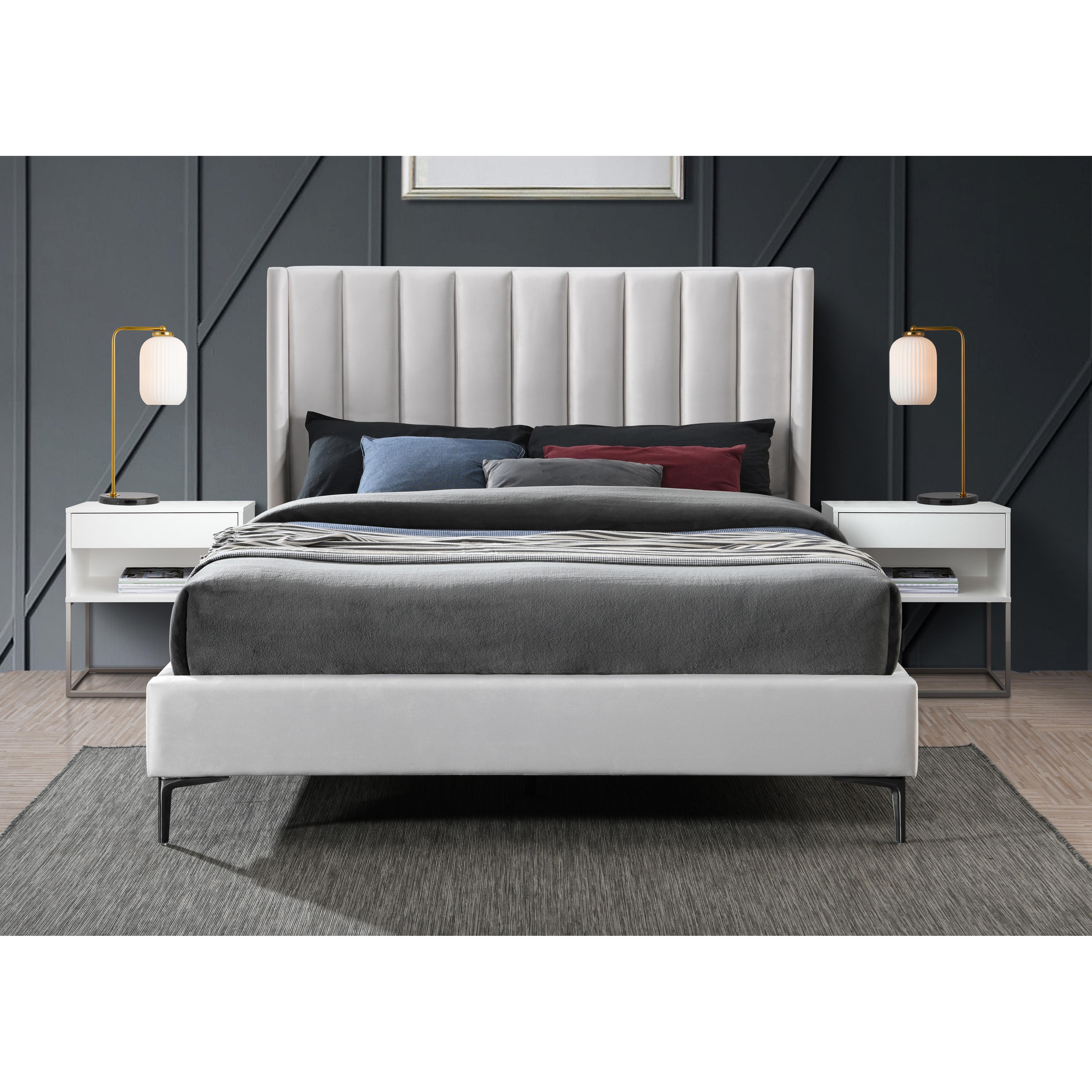 Meridian Nadia Cream Velvet Full Bed