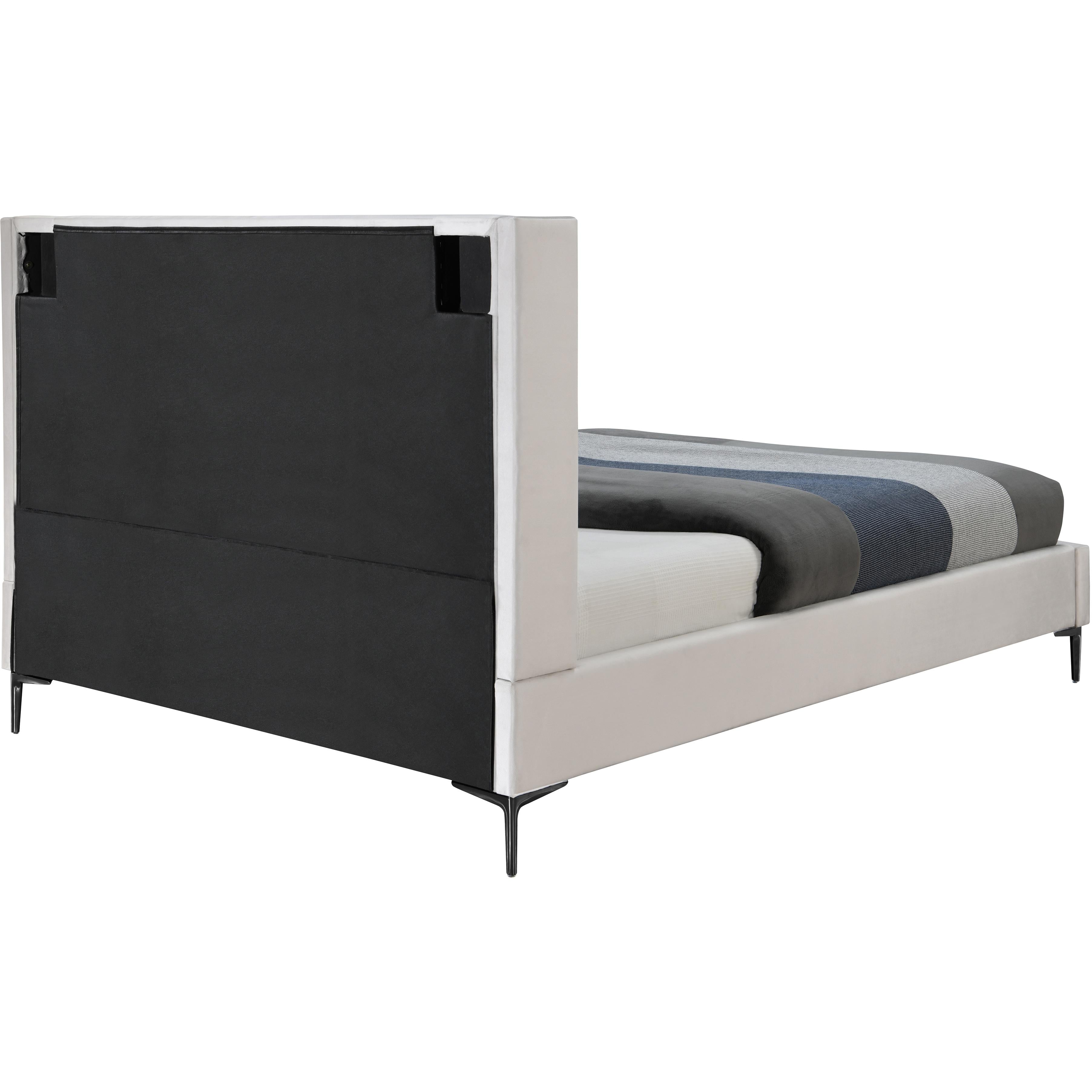 Meridian Nadia Cream Velvet Full Bed