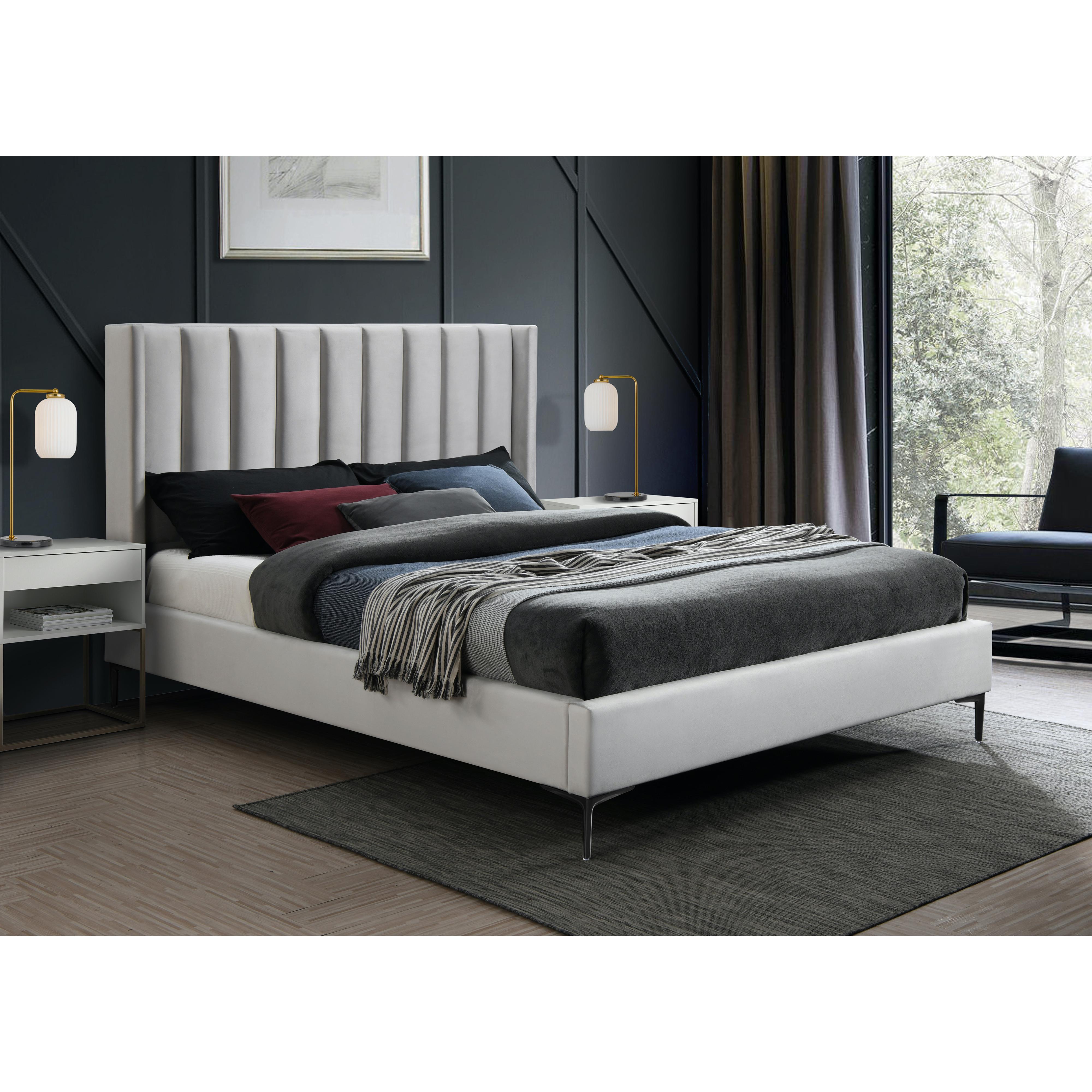 Meridian Nadia Cream Velvet King Bed