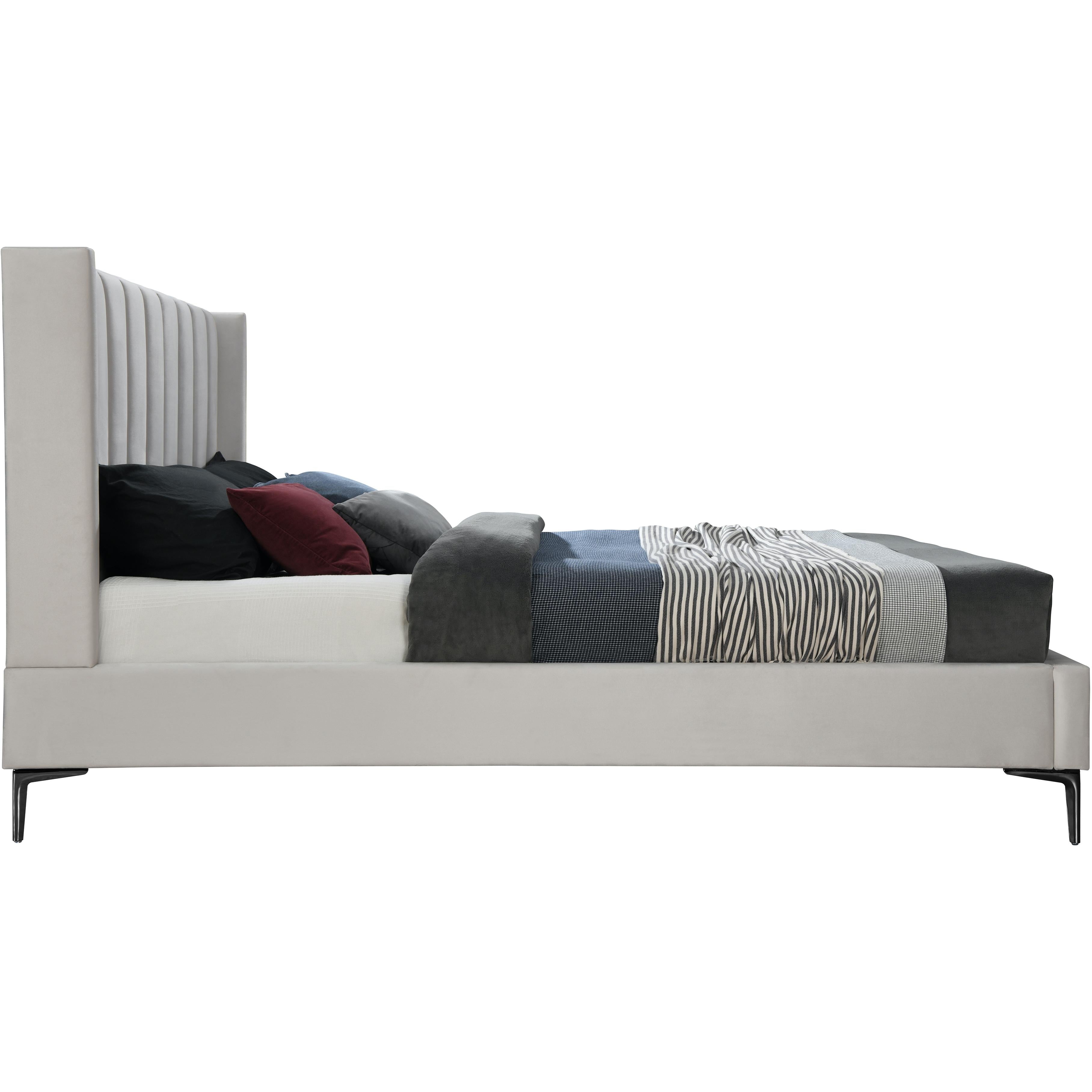 Meridian Nadia Cream Velvet King Bed