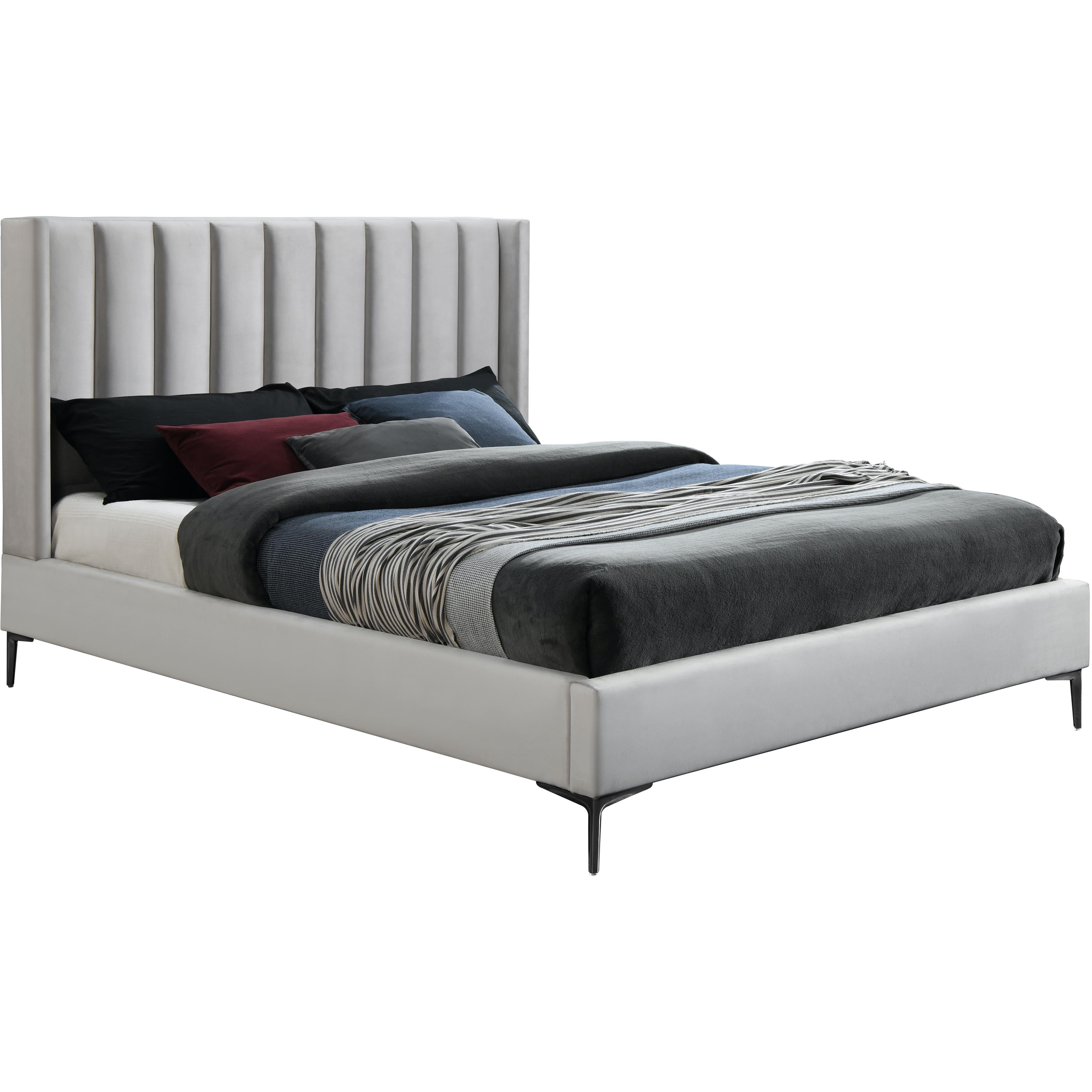 Meridian Nadia Cream Velvet Queen Bed