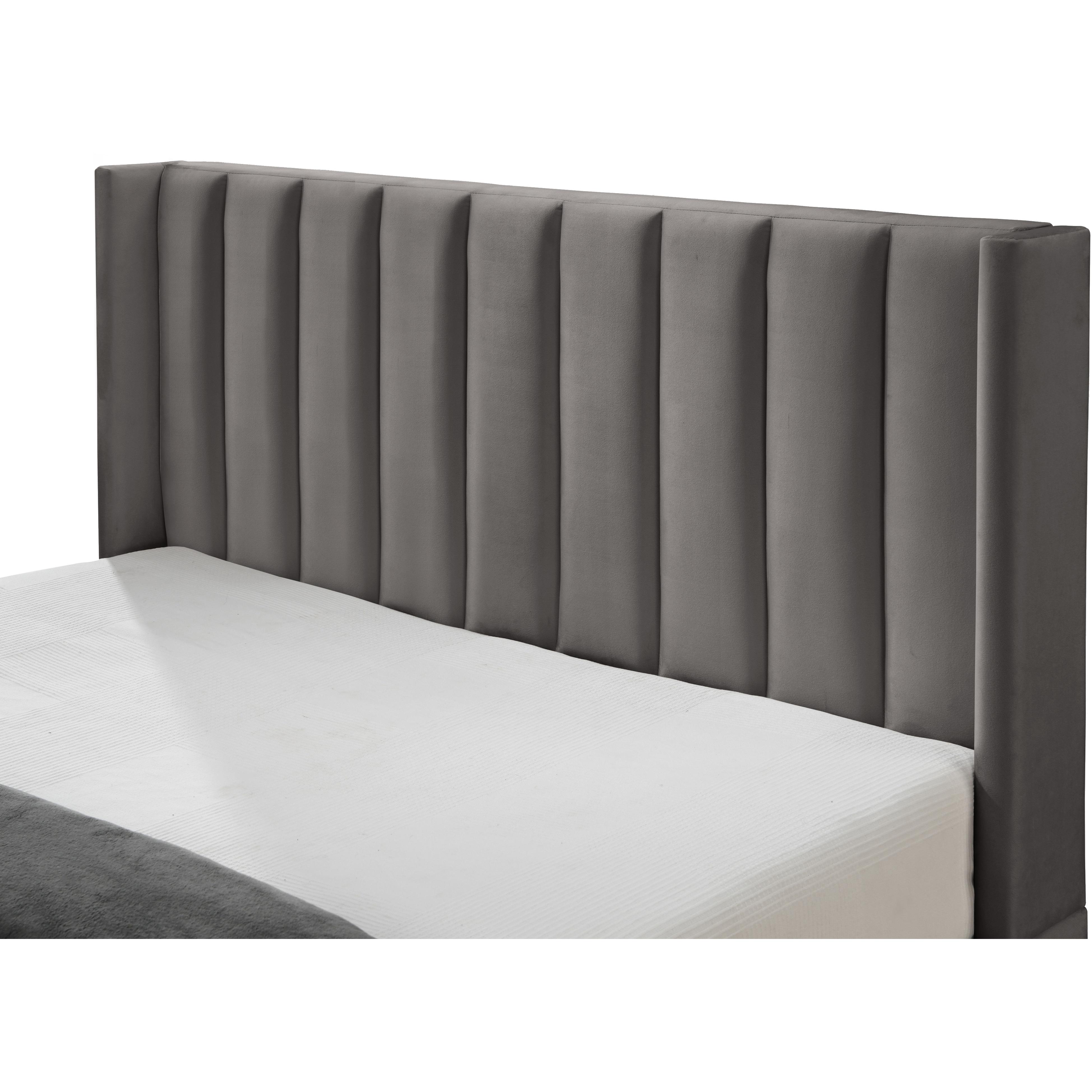Meridian Nadia Grey Velvet Full Bed