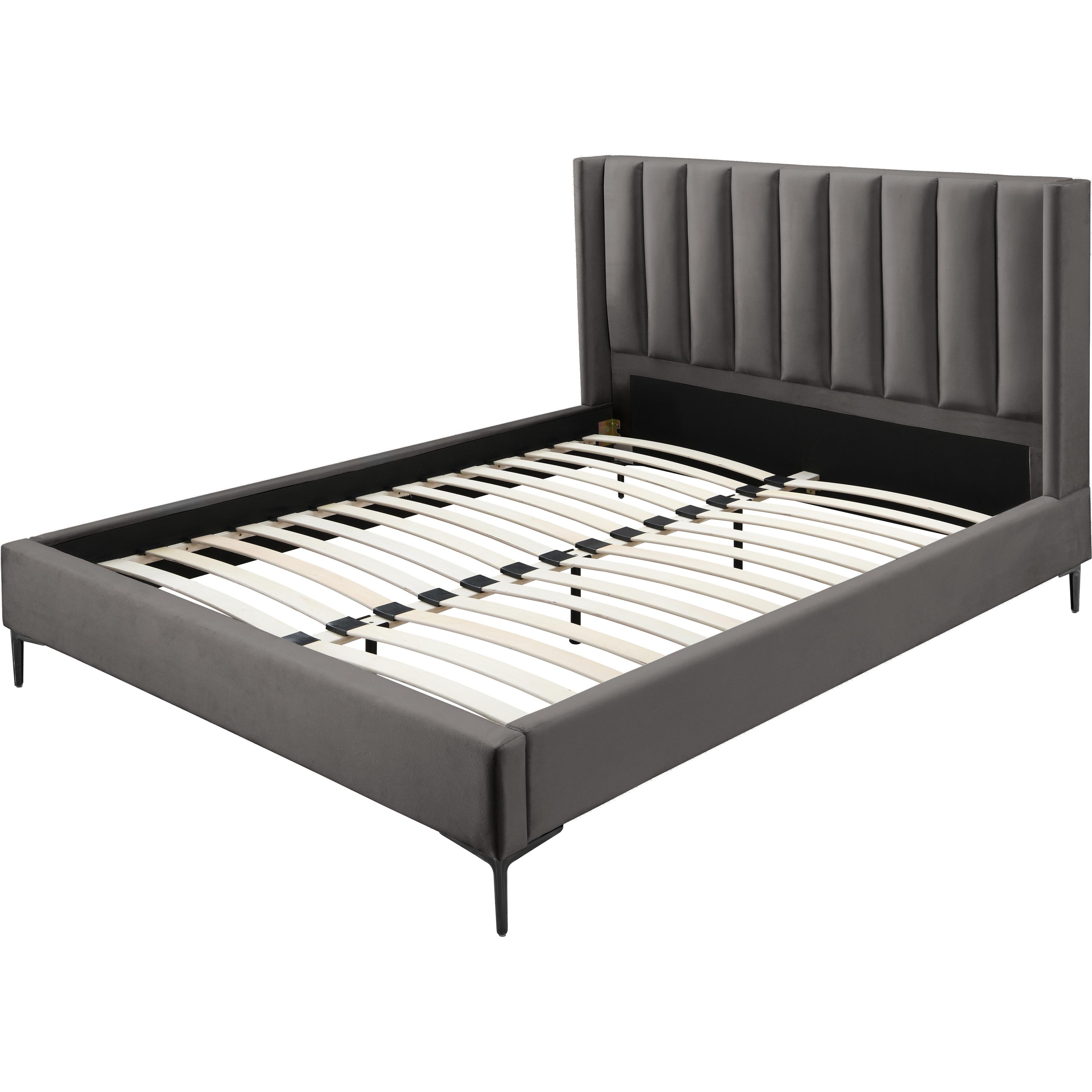 Meridian Nadia Grey Velvet King Bed