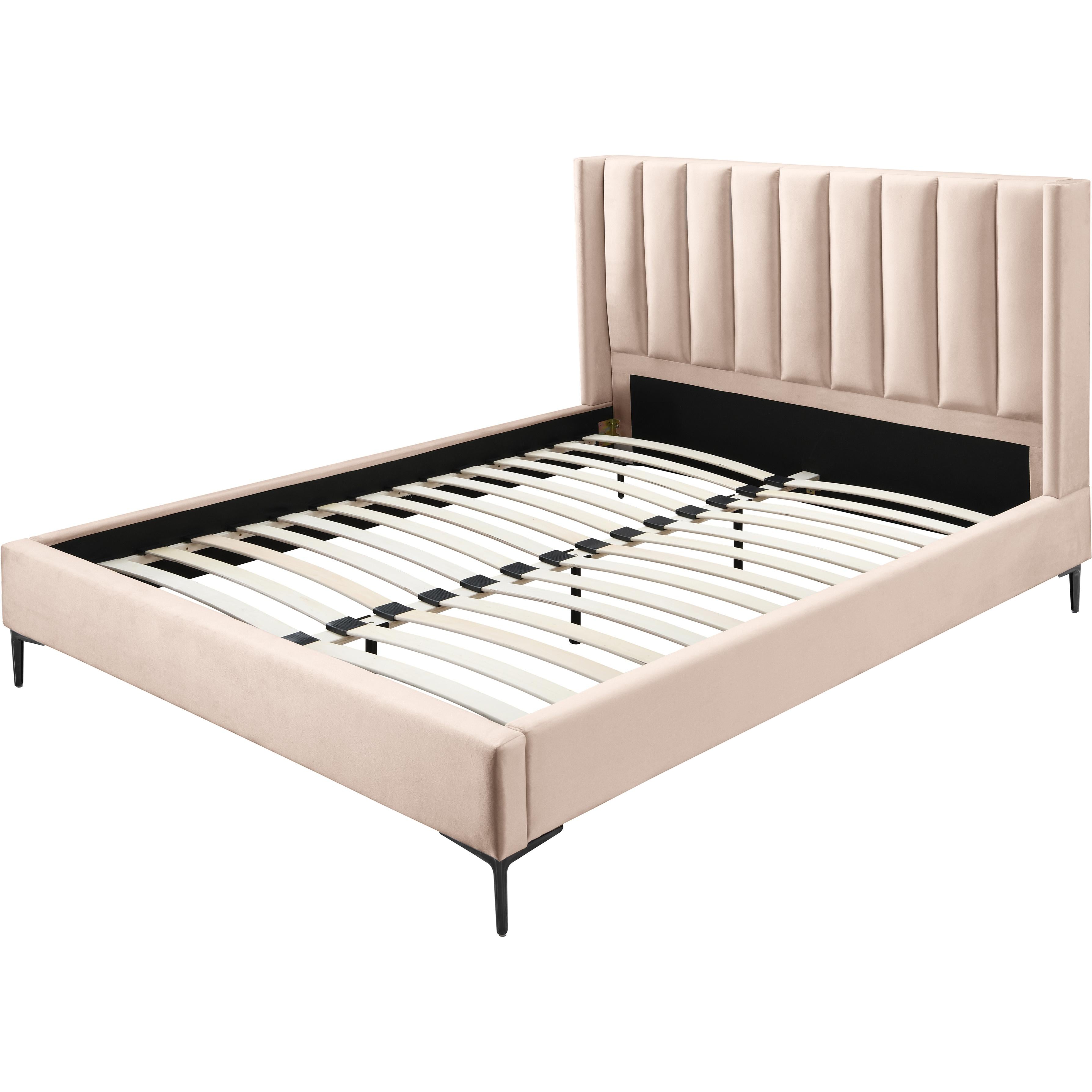 Meridian Nadia Pink Velvet Queen Bed