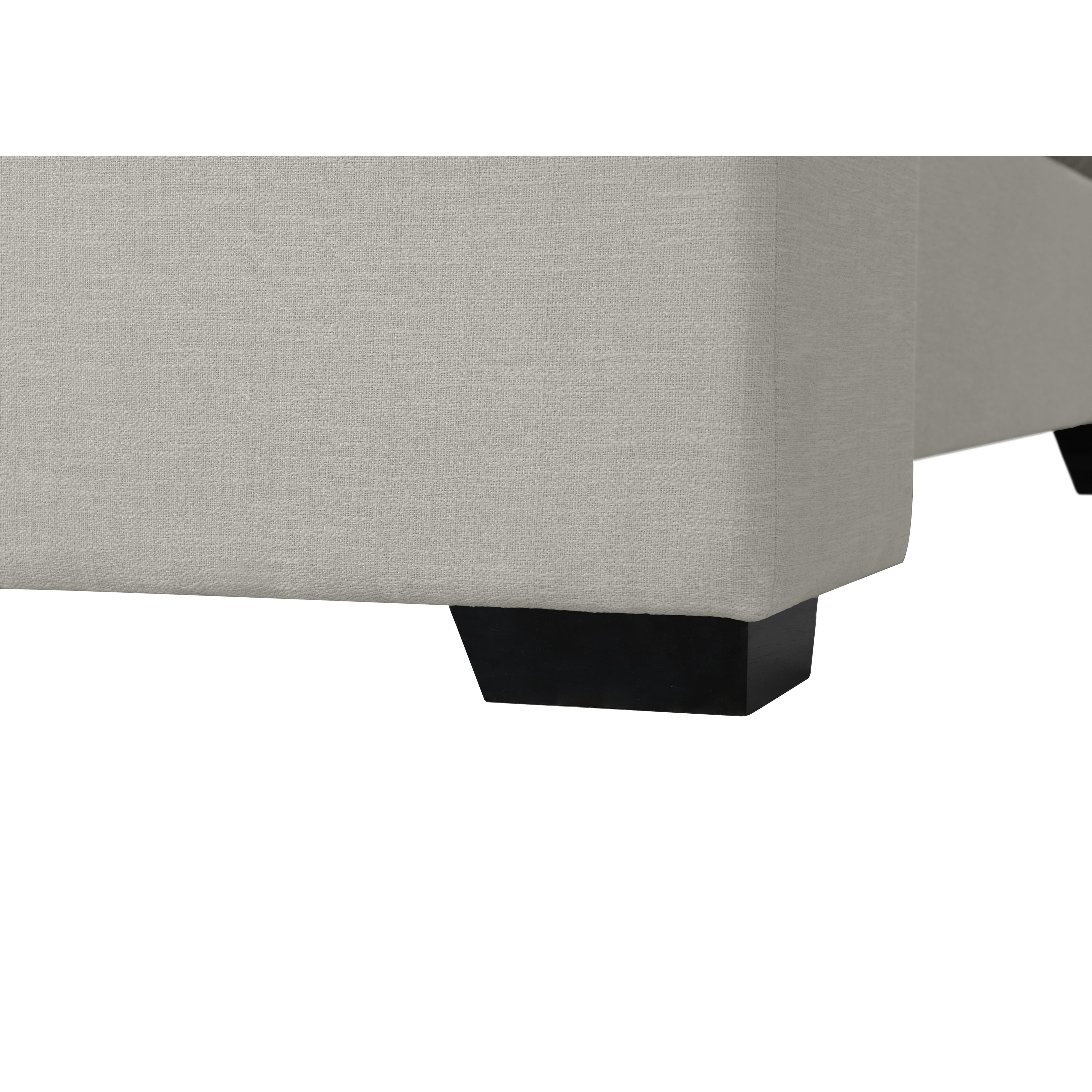 Meridian Oxford Beige Linen Textured Fabric Queen Bed (3 Boxes)