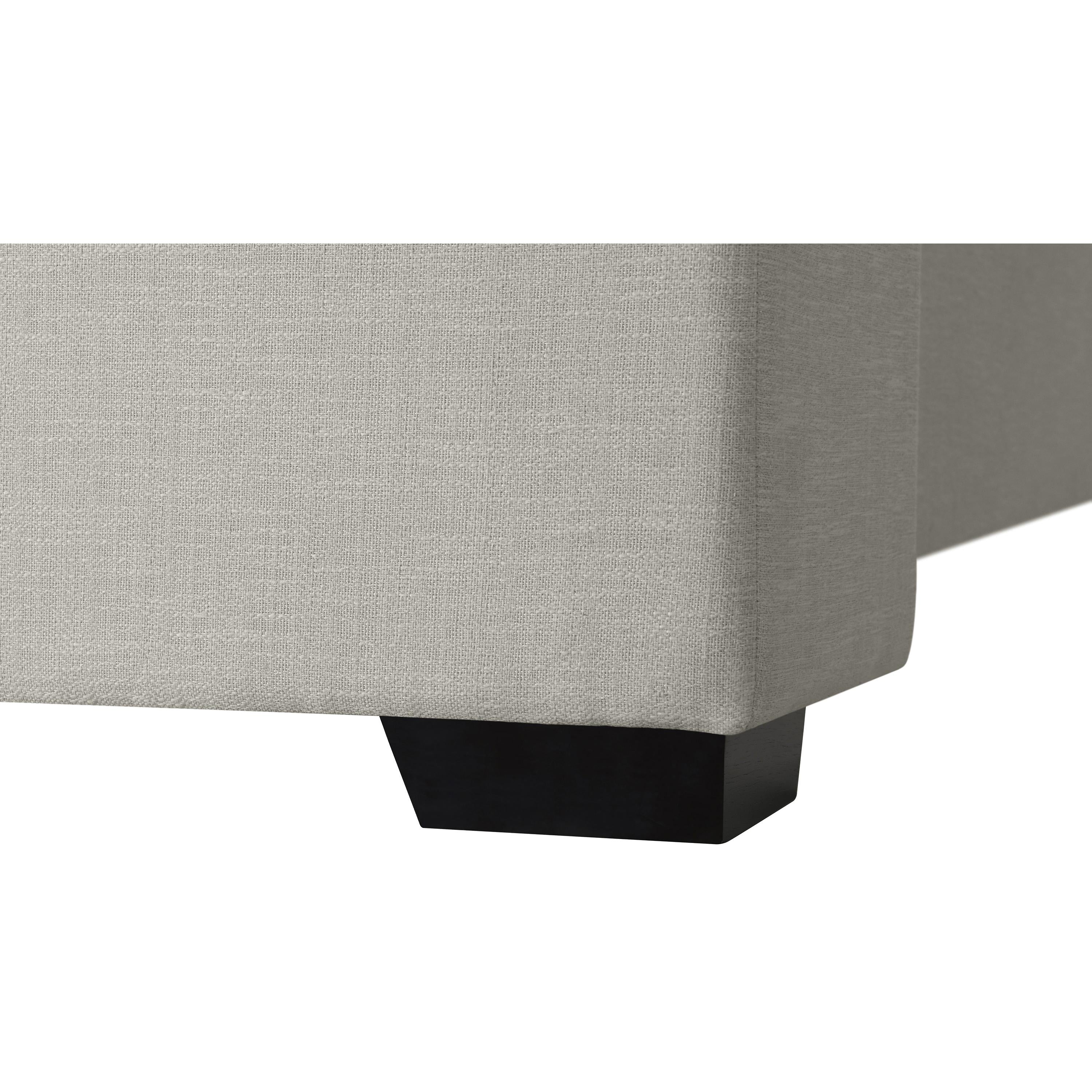Meridian Oxford Beige Linen Textured Fabric Twin Bed (3 Boxes)