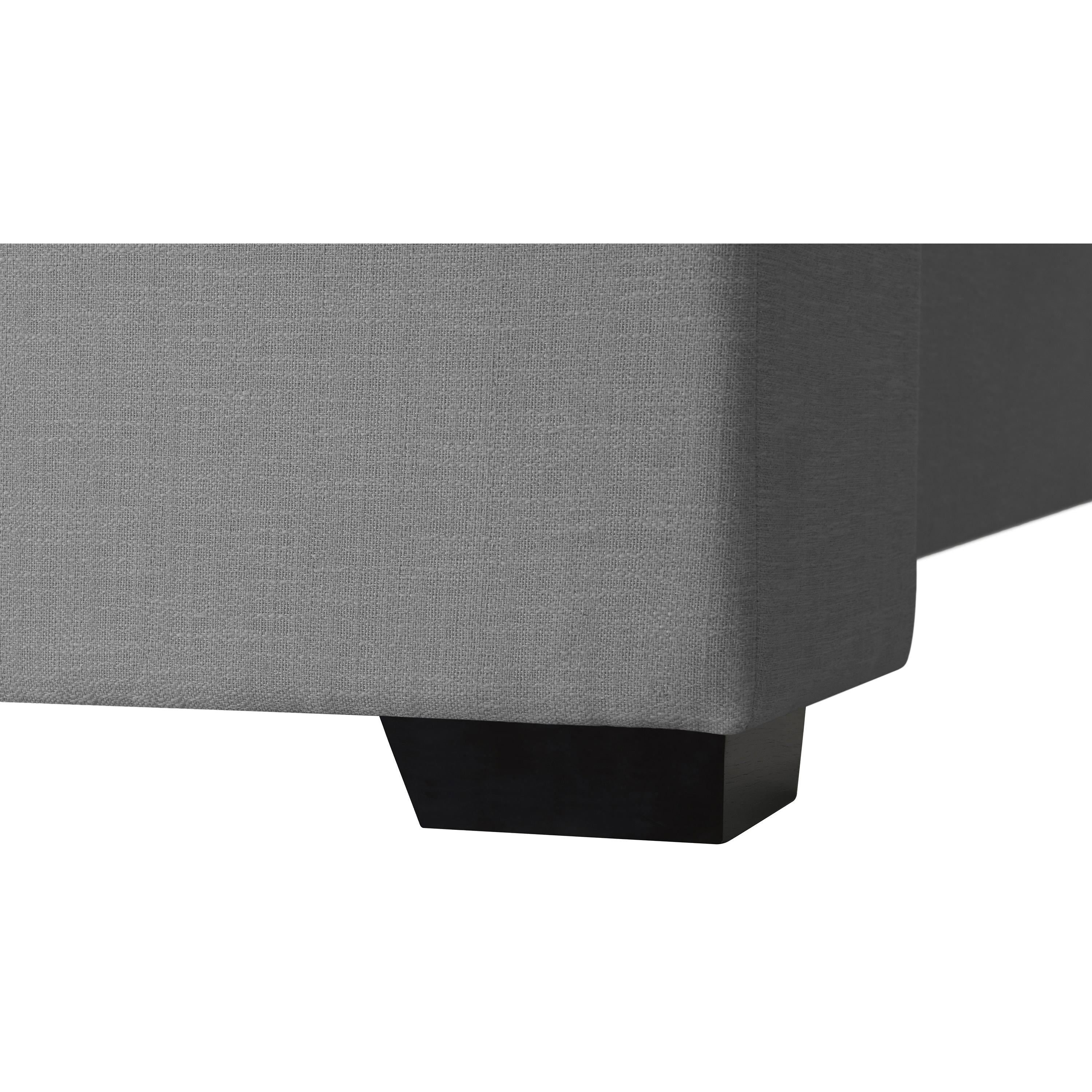 Meridian Oxford Grey Linen Textured Fabric Twin Bed (3 Boxes)