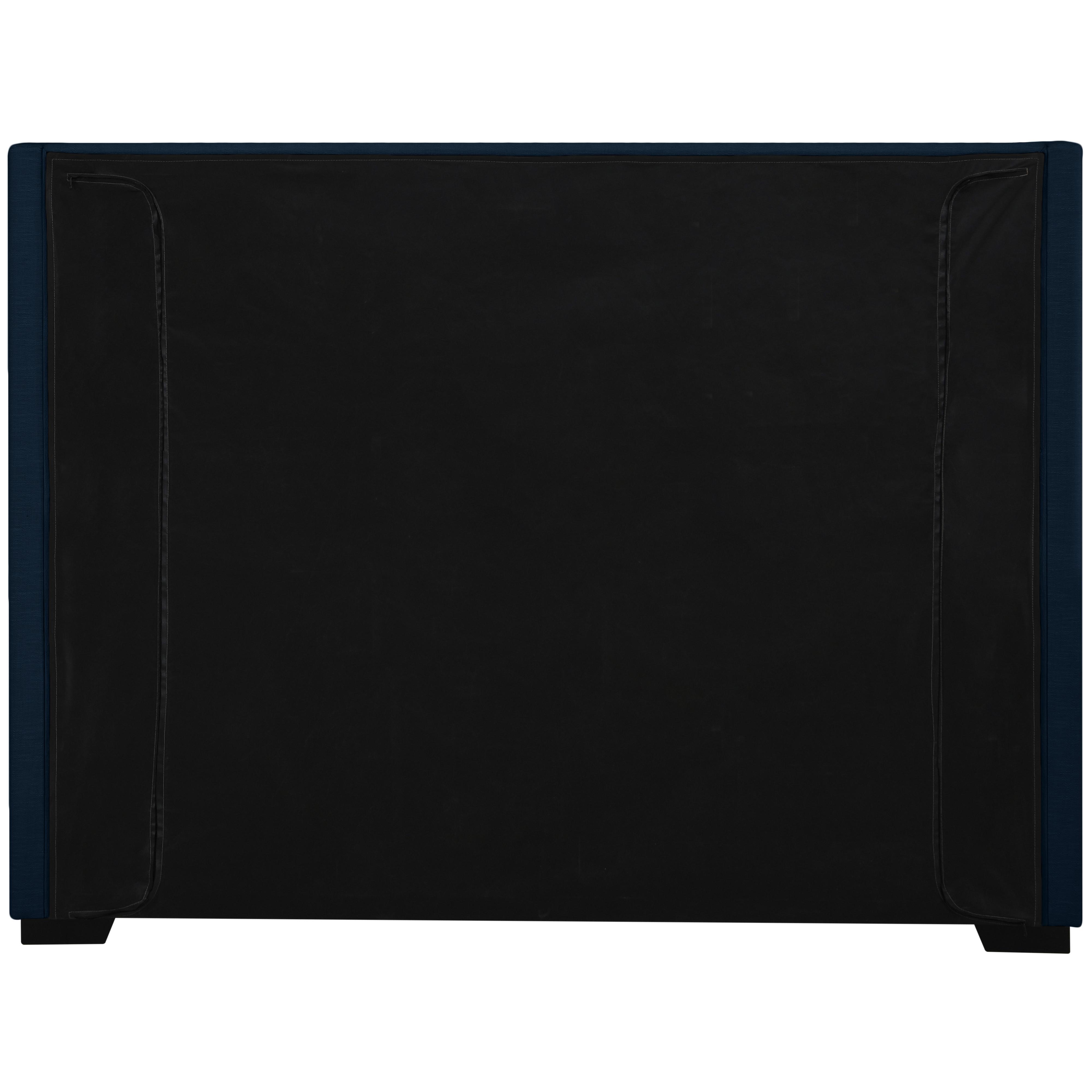 Meridian Oxford Navy Linen Textured Fabric Queen Bed (3 Boxes)
