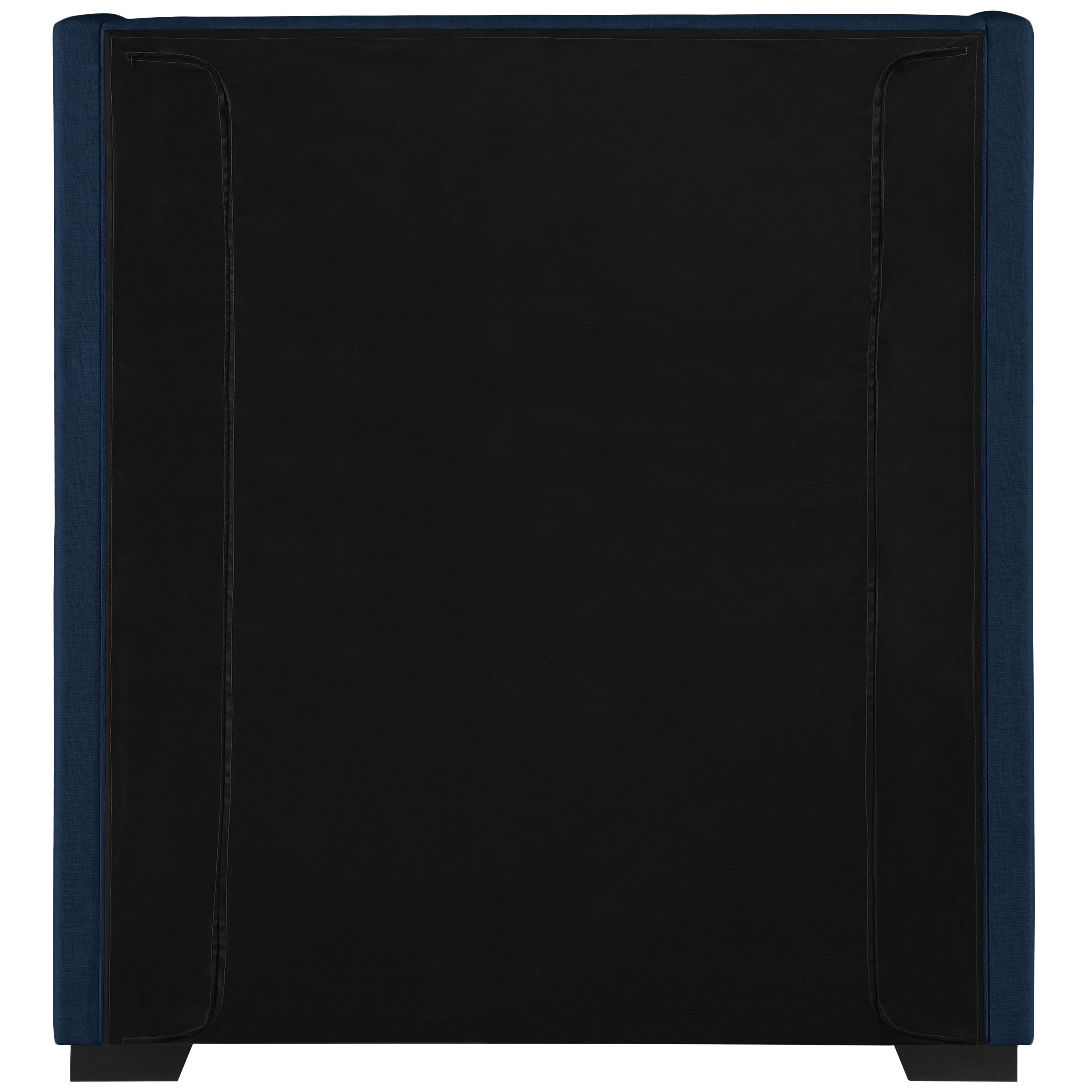 Meridian Oxford Navy Linen Textured Fabric Twin Bed (3 Boxes)