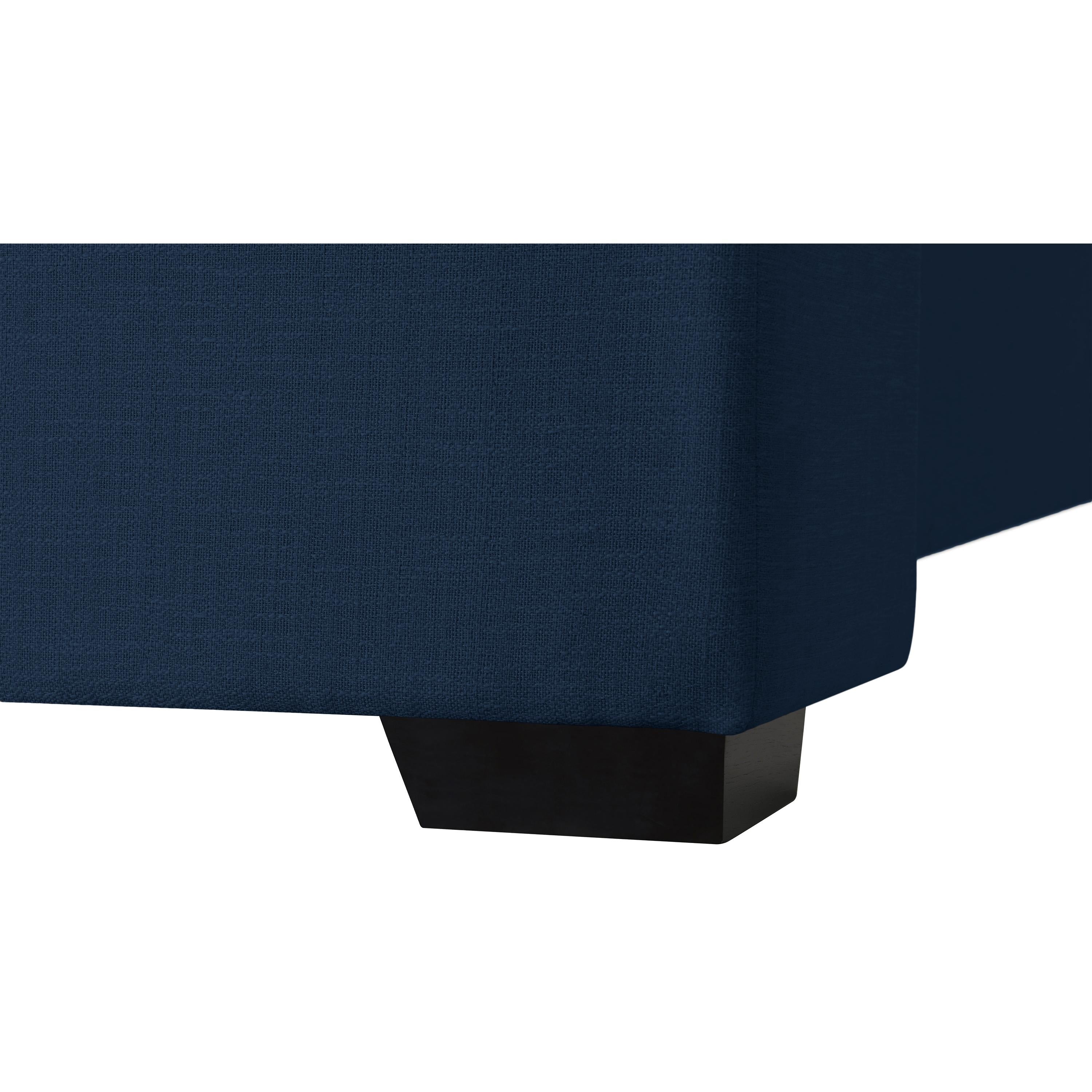 Meridian Oxford Navy Linen Textured Fabric Twin Bed (3 Boxes)