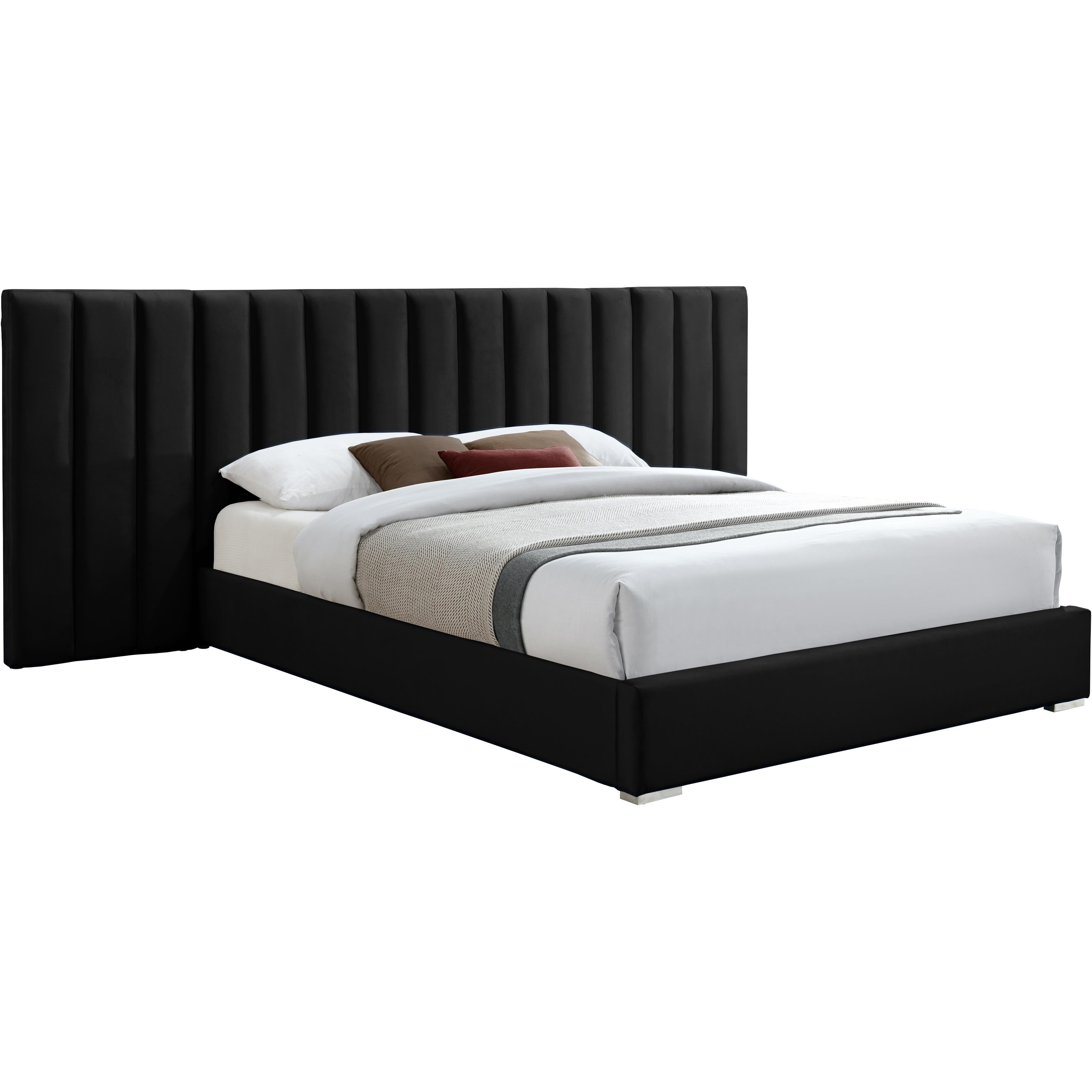 Meridian Pablo Black Velvet Queen Bed