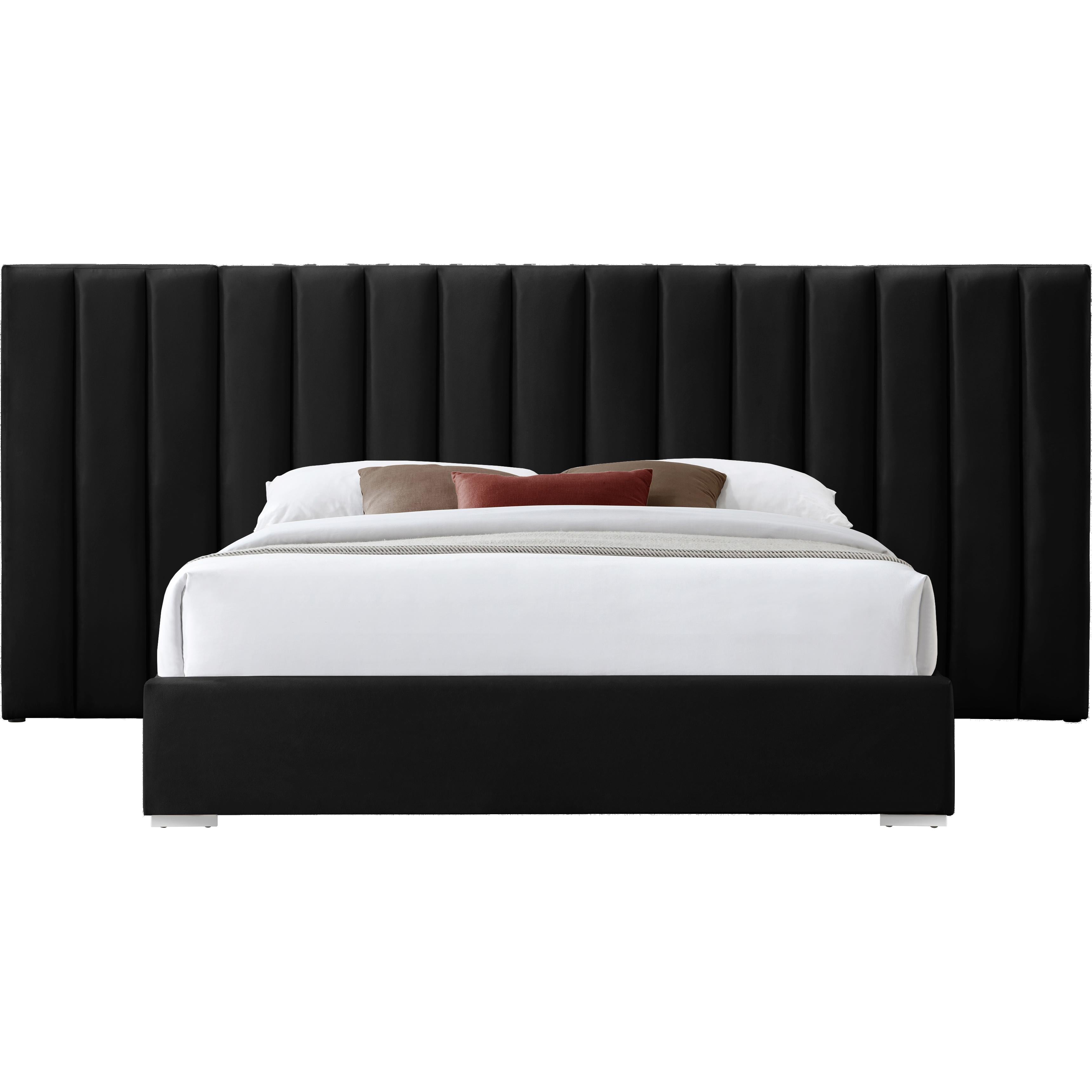 Meridian Pablo Black Velvet Queen Bed