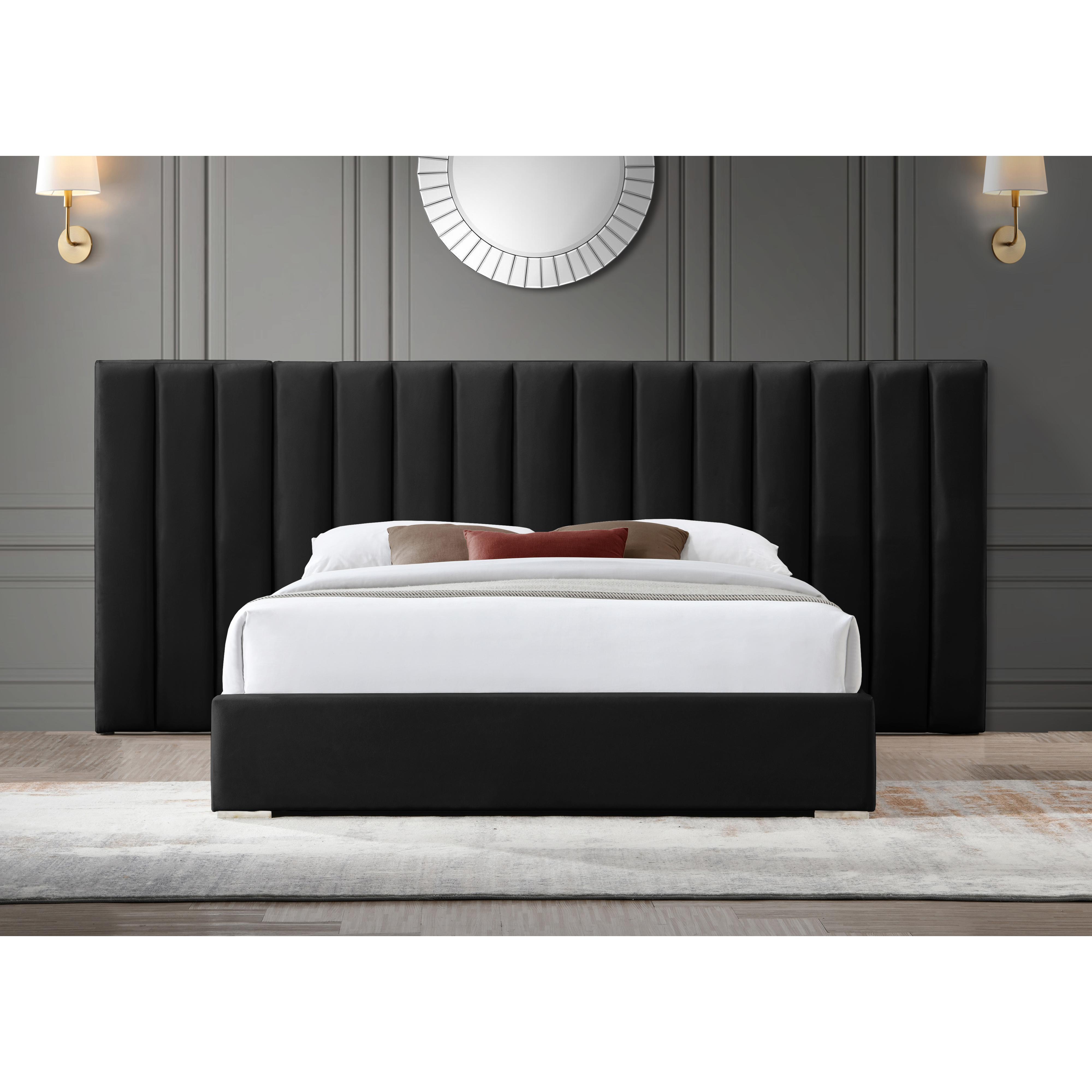 Meridian Pablo Black Velvet Queen Bed