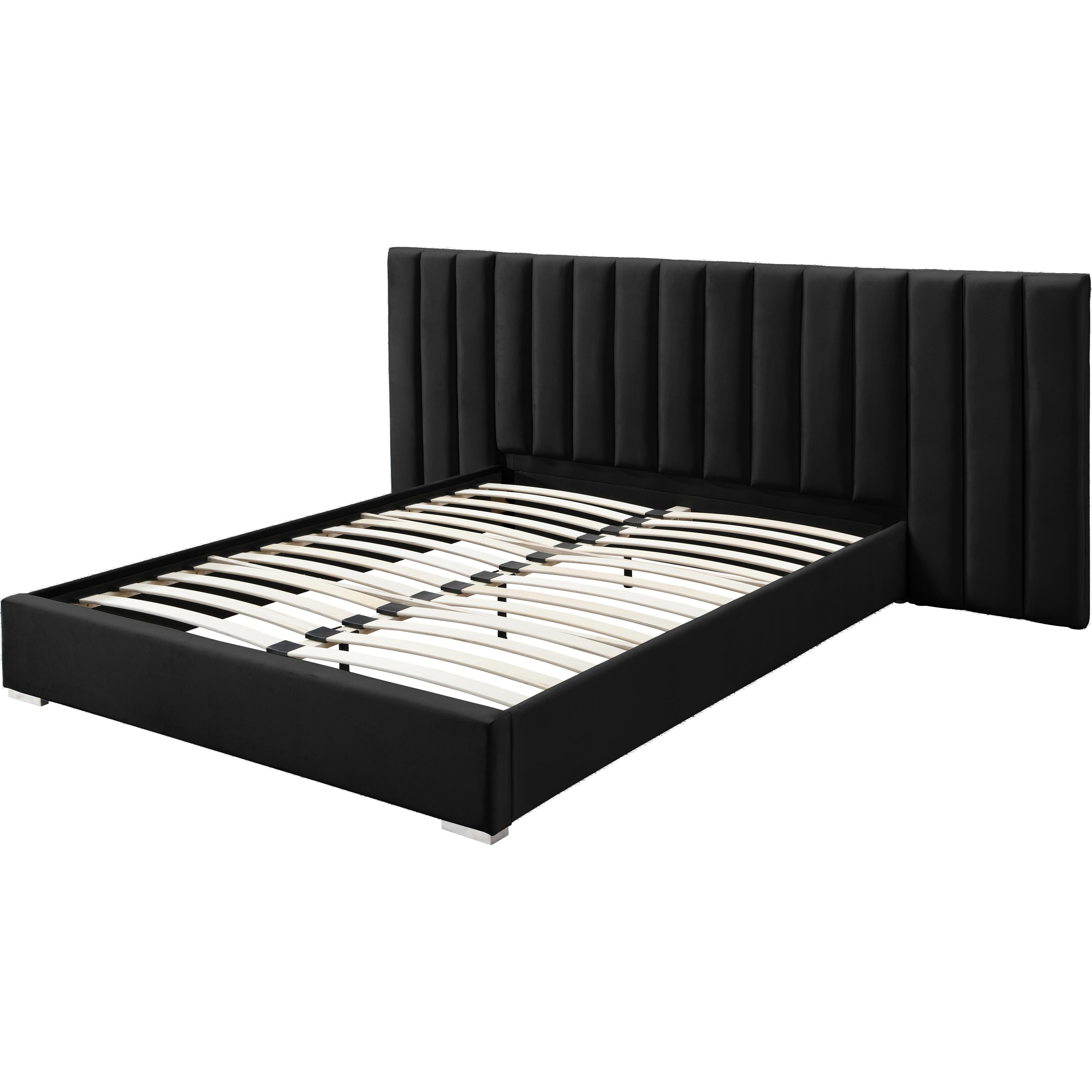Meridian Pablo Black Velvet Queen Bed