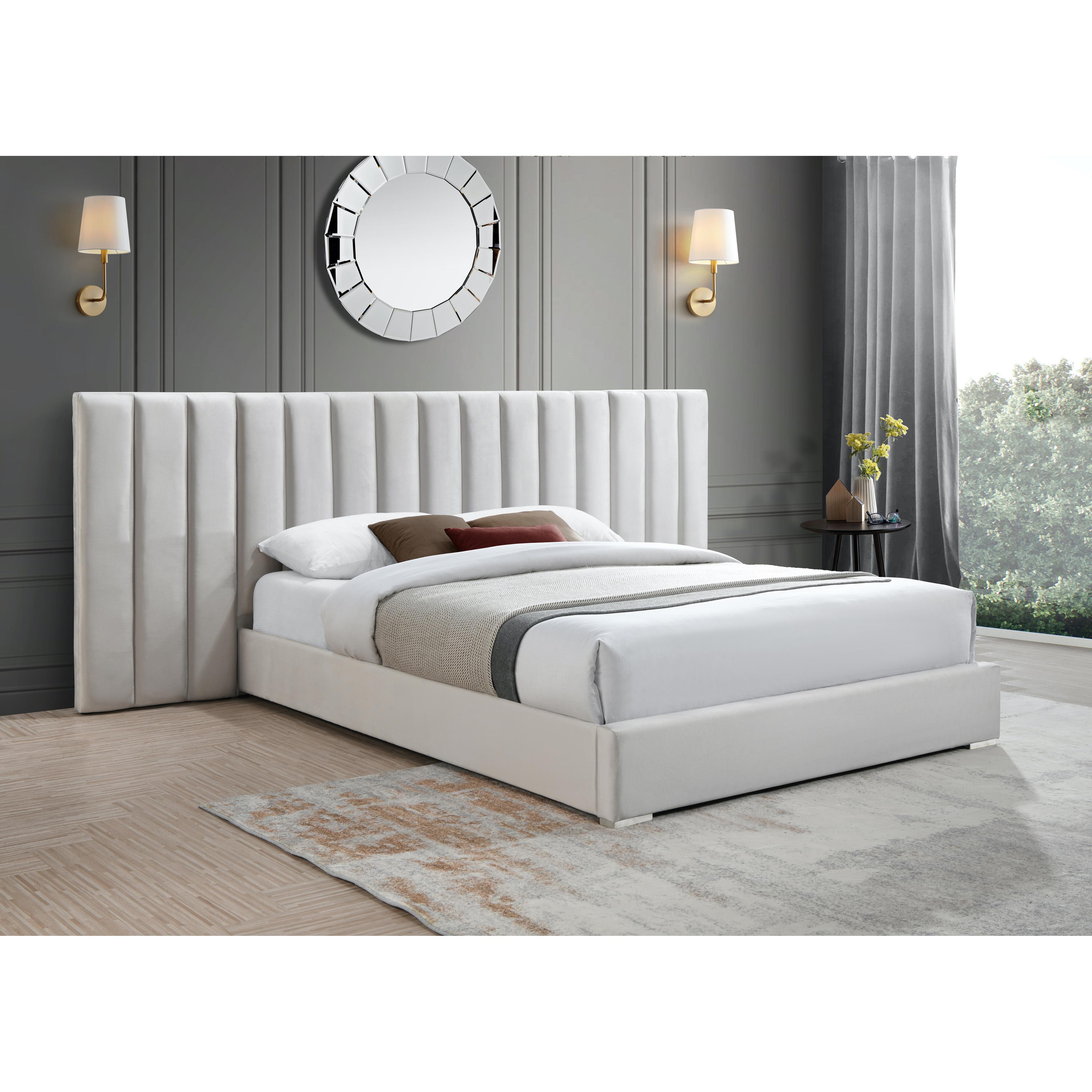 Meridian Pablo Cream Velvet King Bed