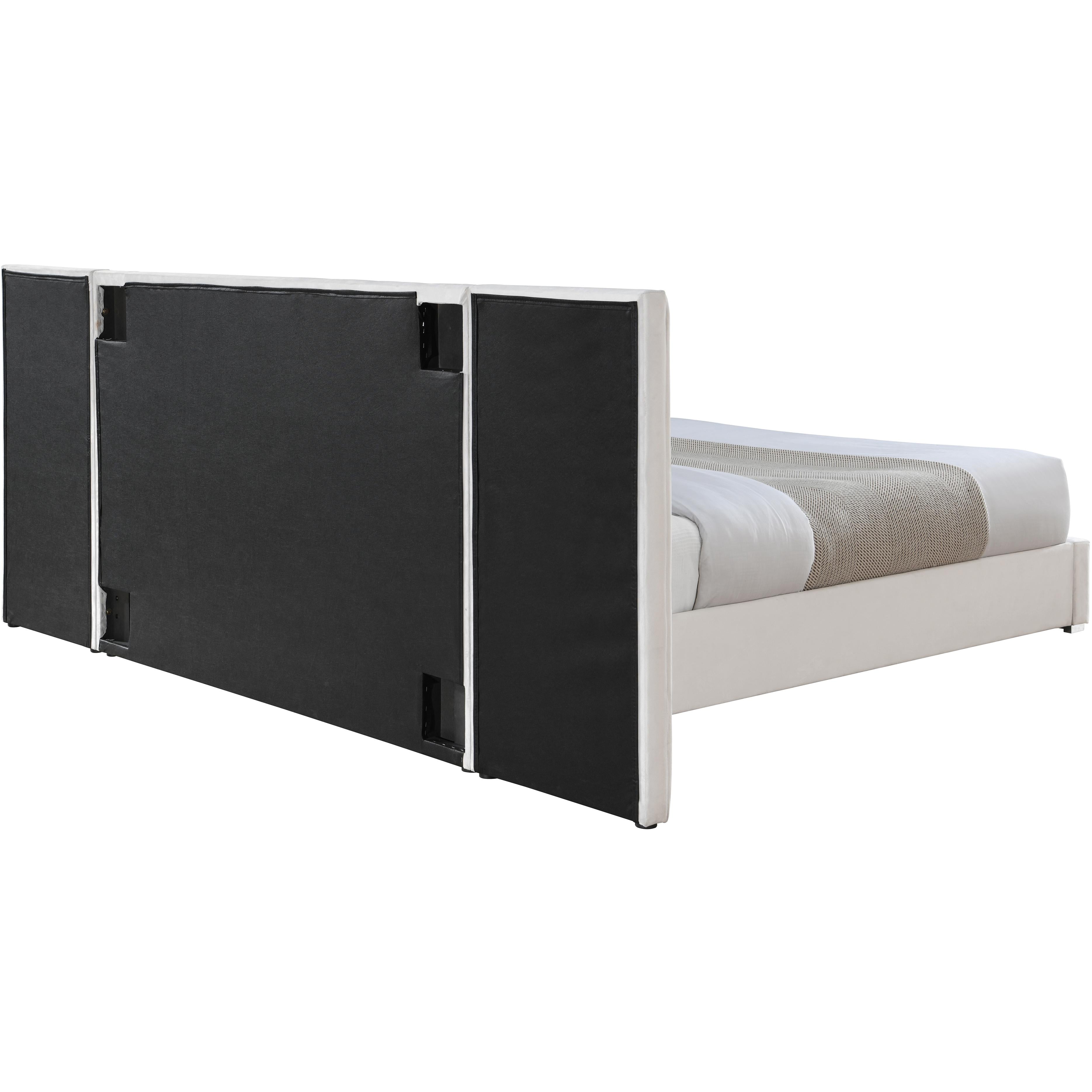 Meridian Pablo Cream Velvet Queen Bed