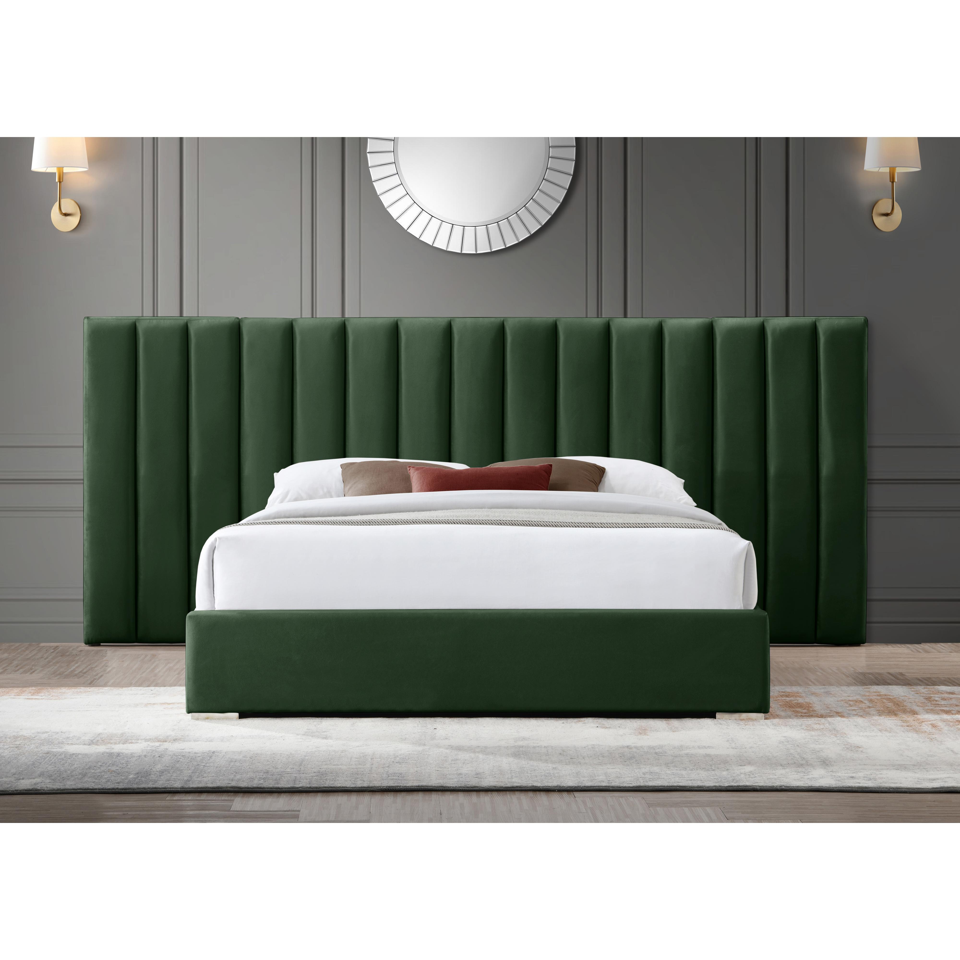 Meridian Pablo Green Velvet King Bed