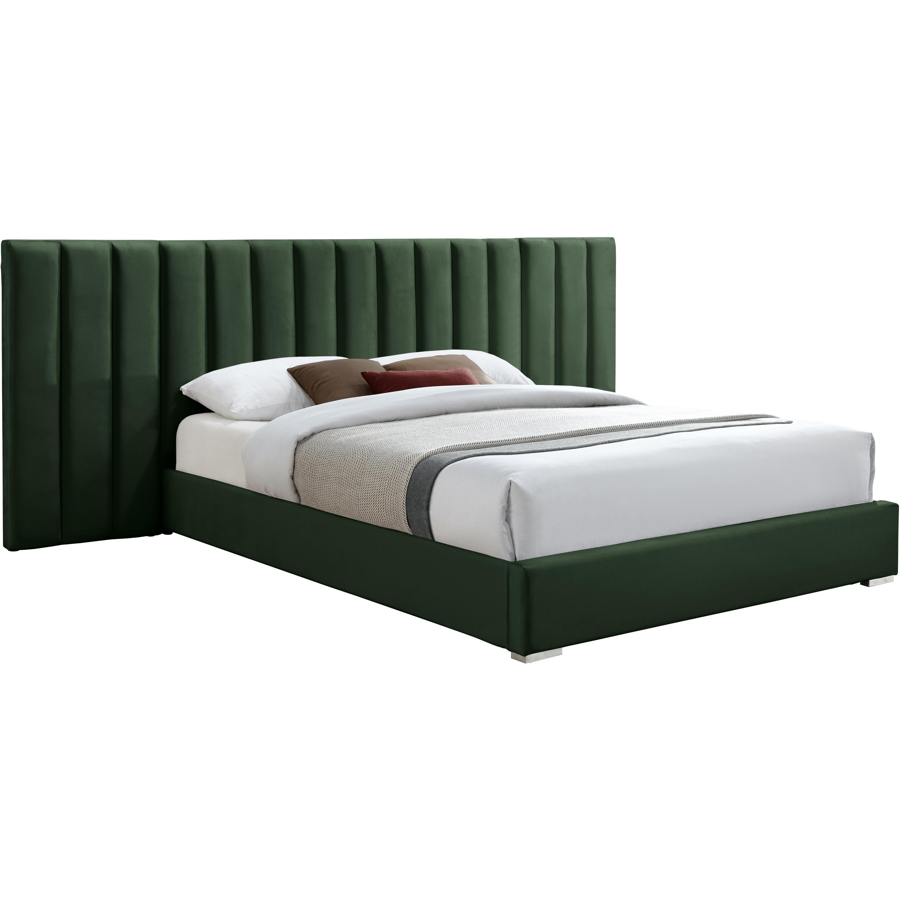 Meridian Pablo Green Velvet Queen Bed