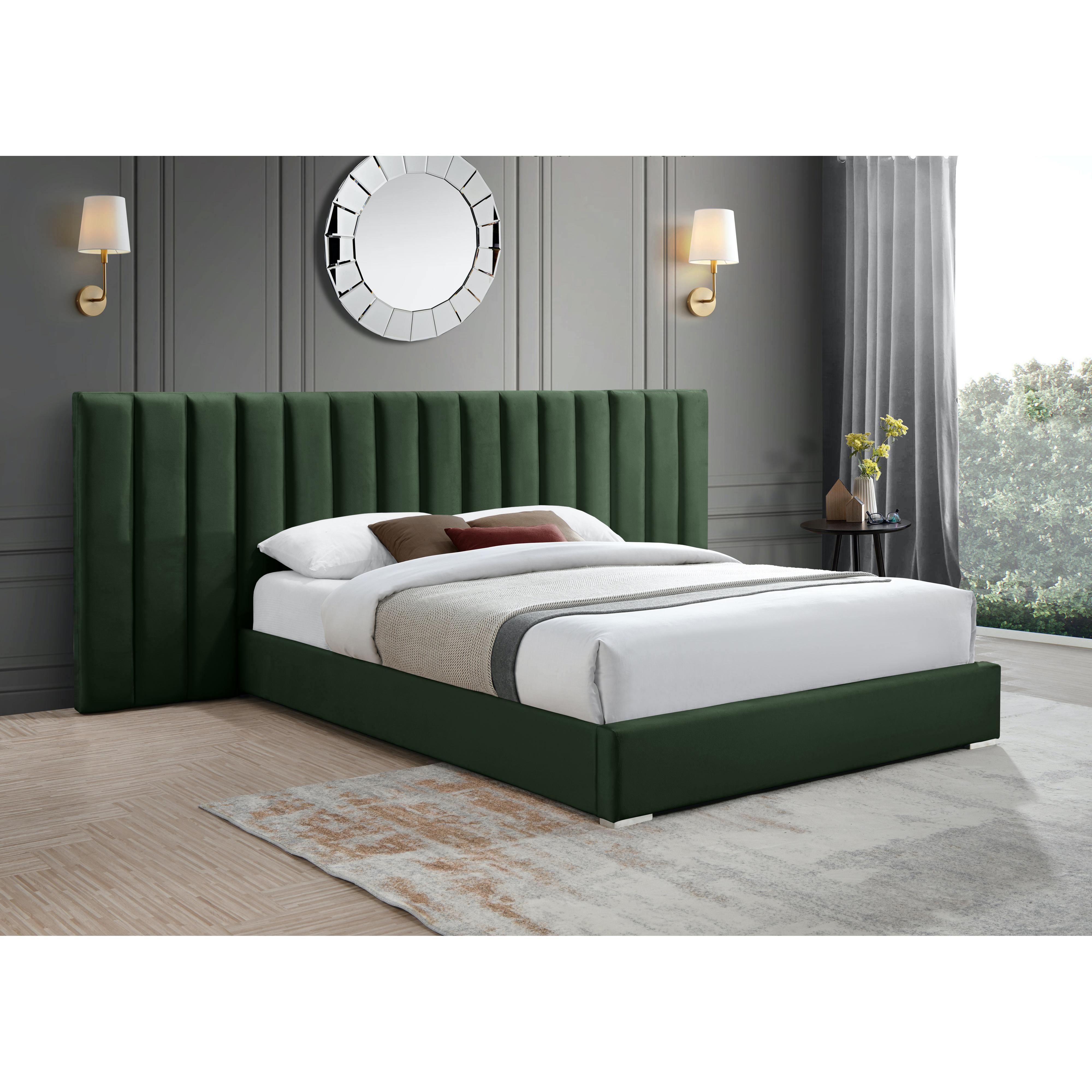 Meridian Pablo Green Velvet Queen Bed
