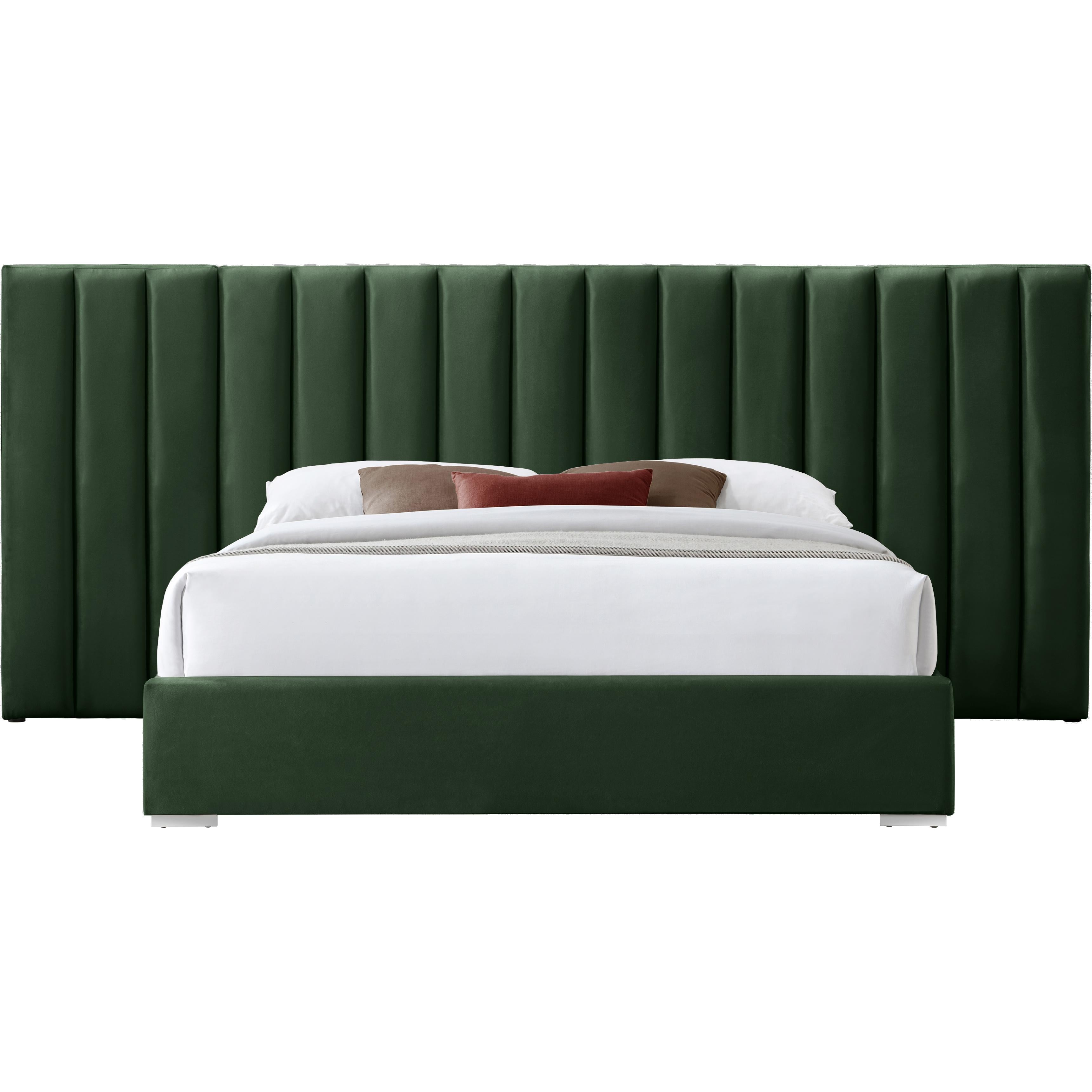 Meridian Pablo Green Velvet Queen Bed