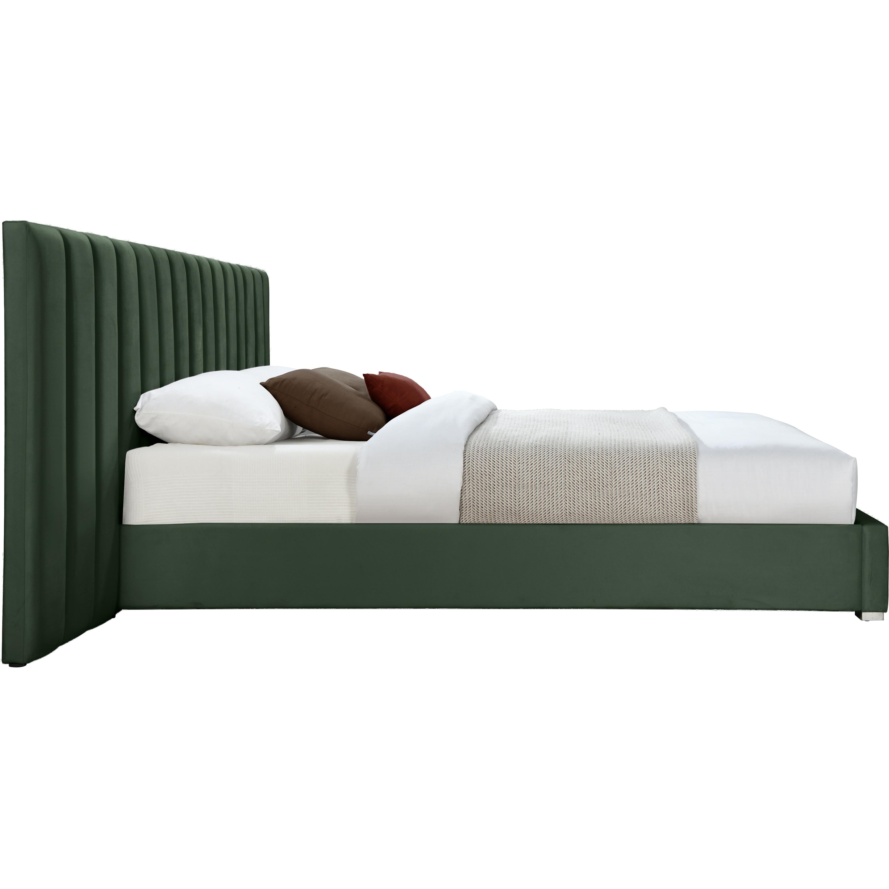 Meridian Pablo Green Velvet Queen Bed