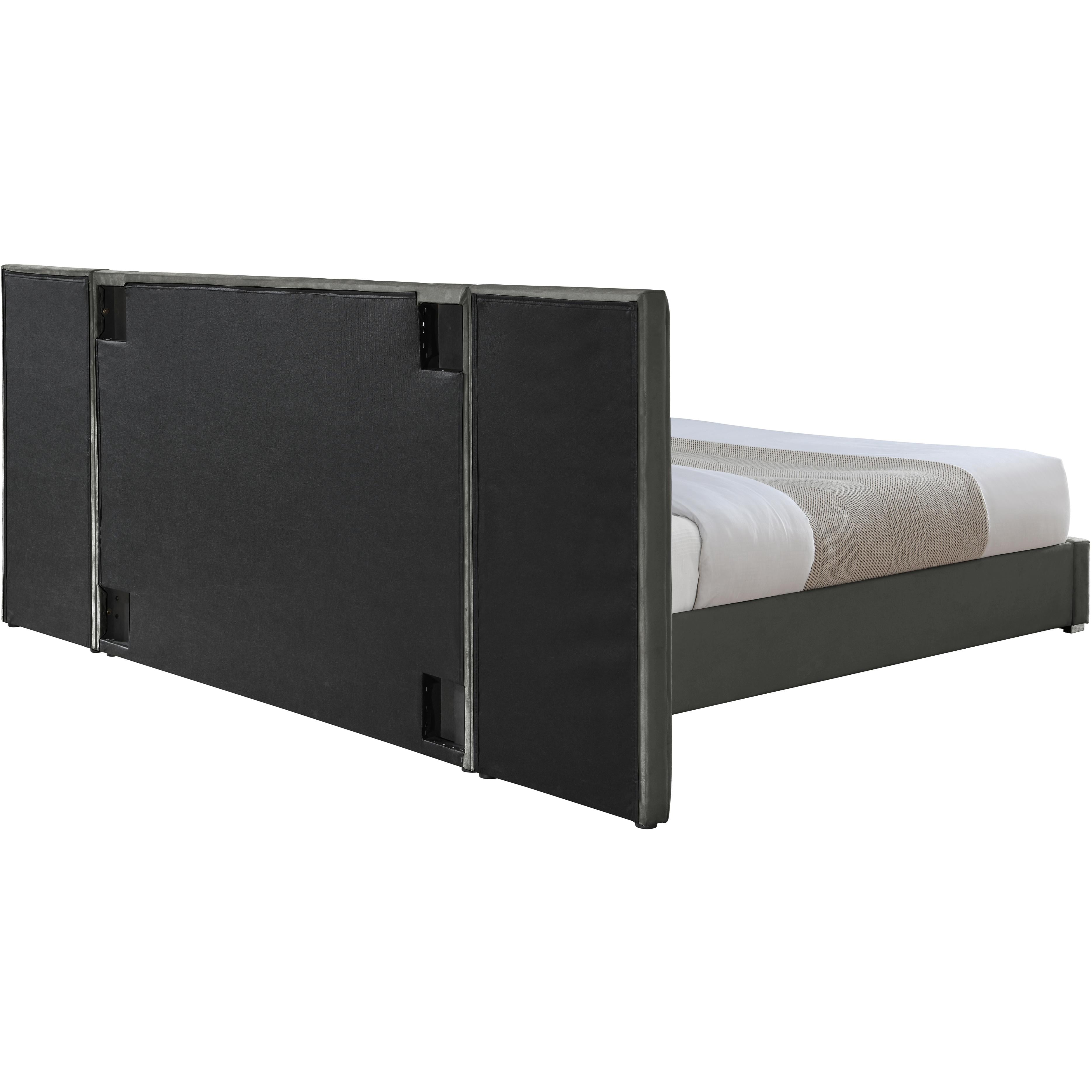 Meridian Pablo Grey Velvet King Bed