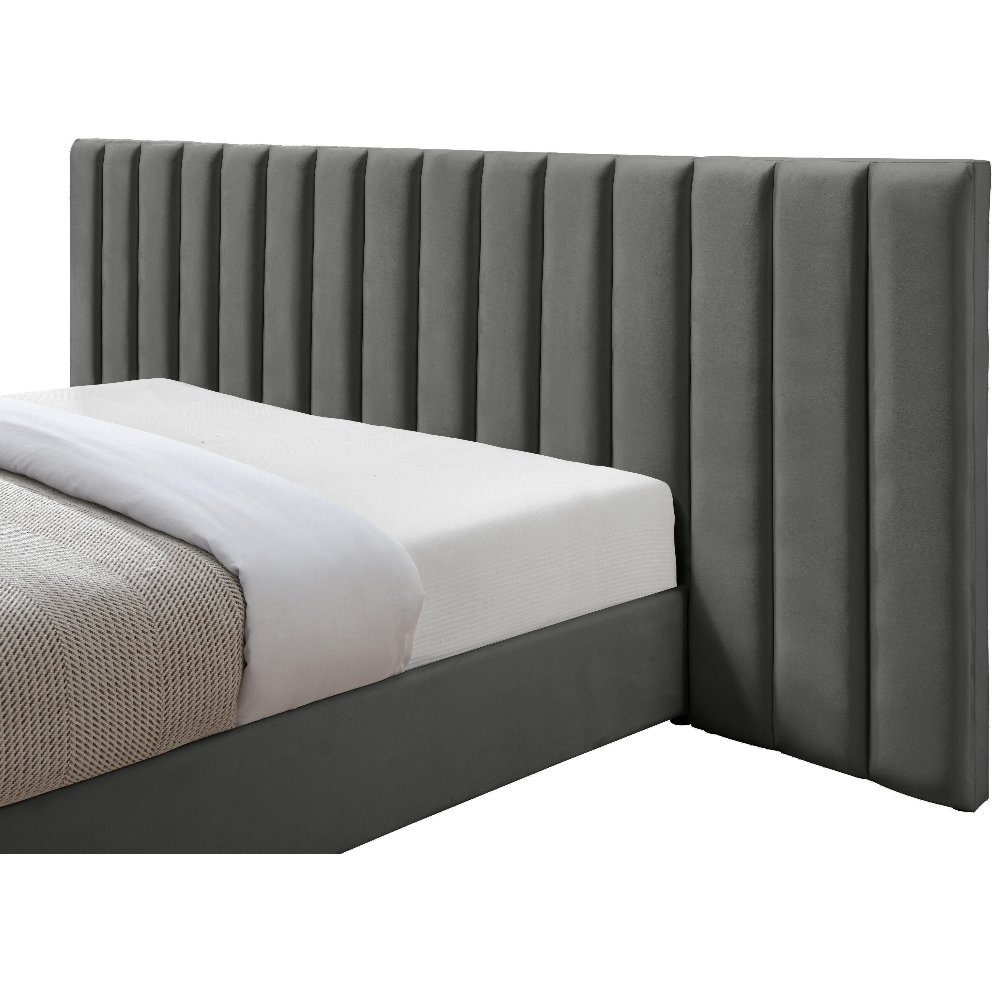 Meridian Pablo Grey Velvet Queen Bed