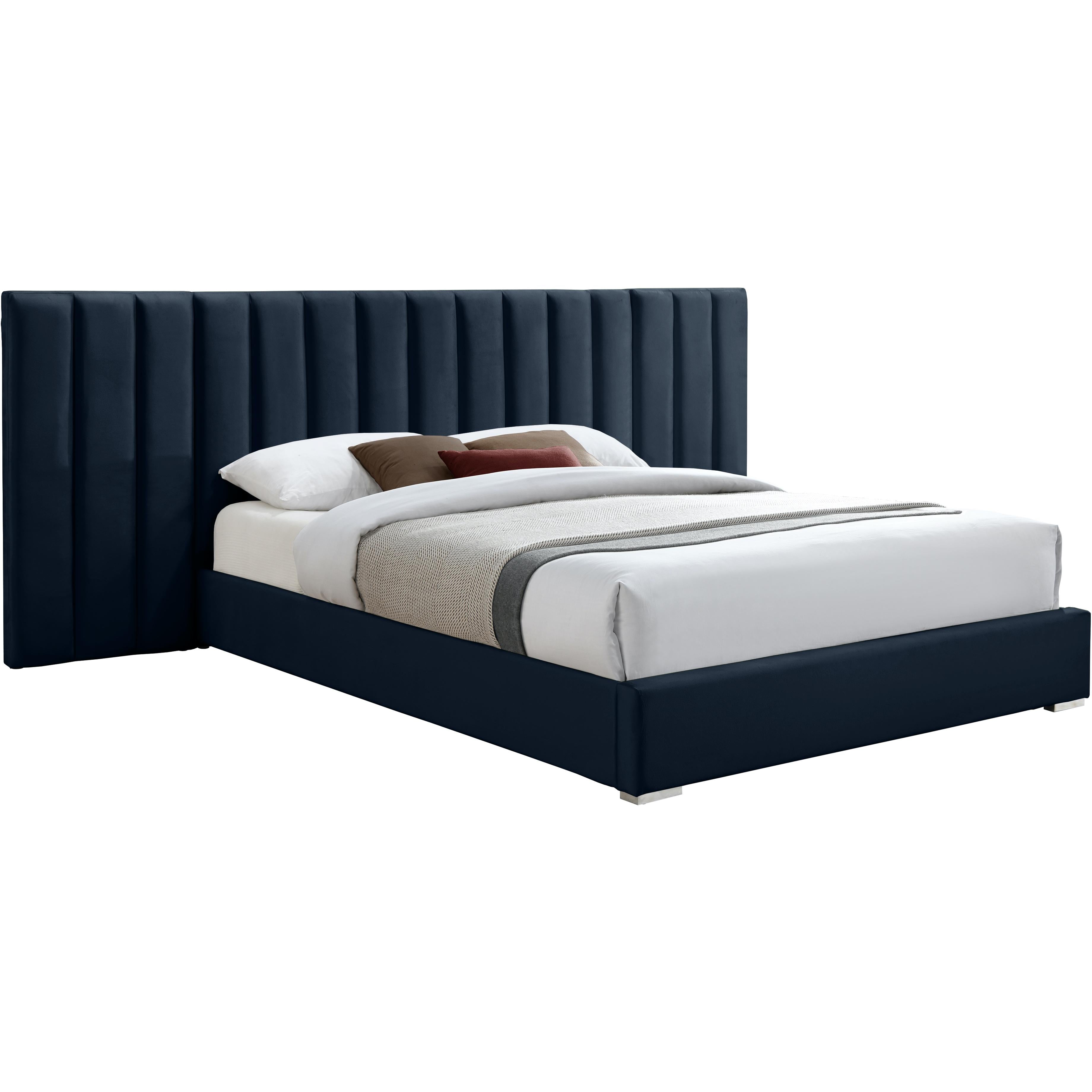 Meridian Pablo Navy Velvet King Bed