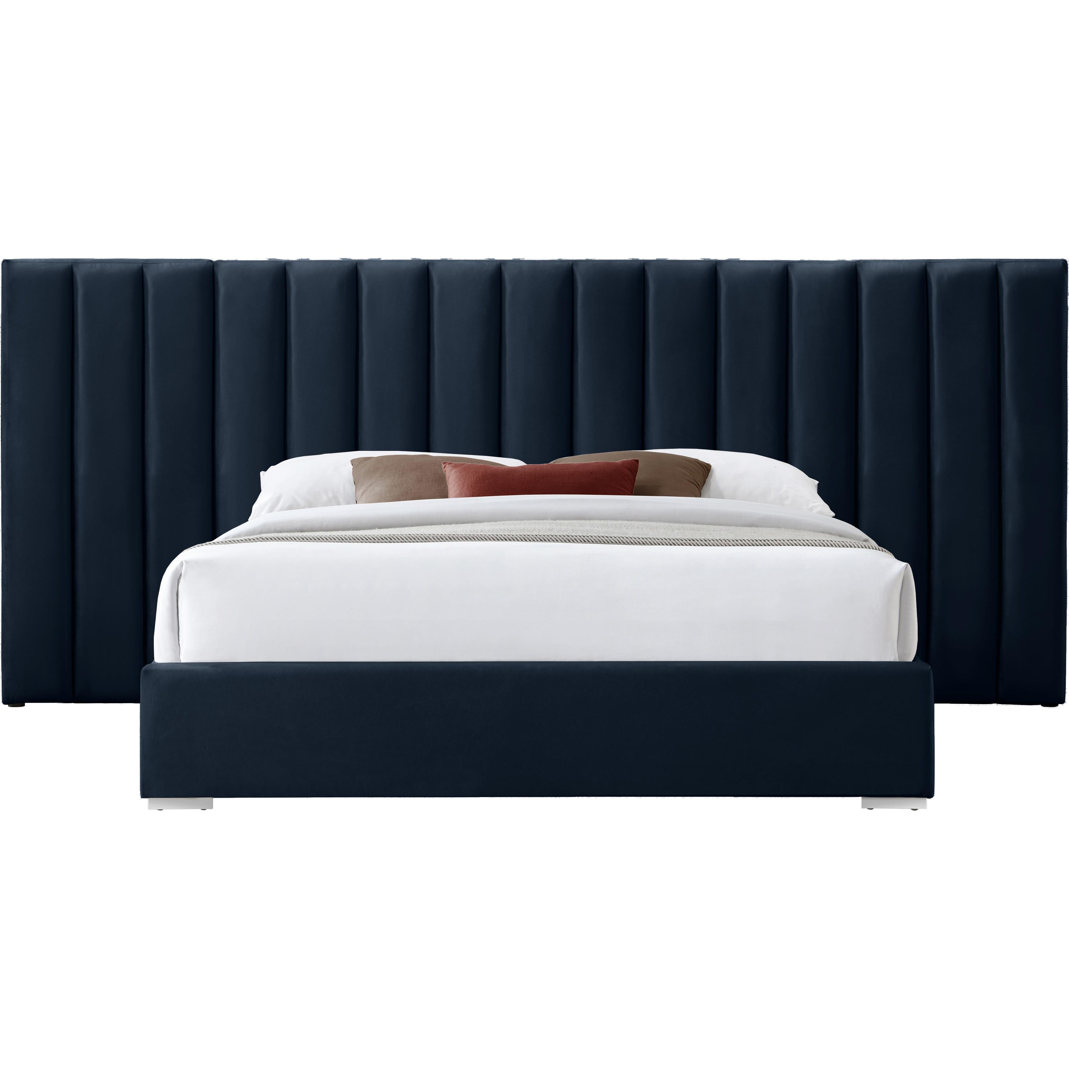 Meridian Pablo Navy Velvet King Bed