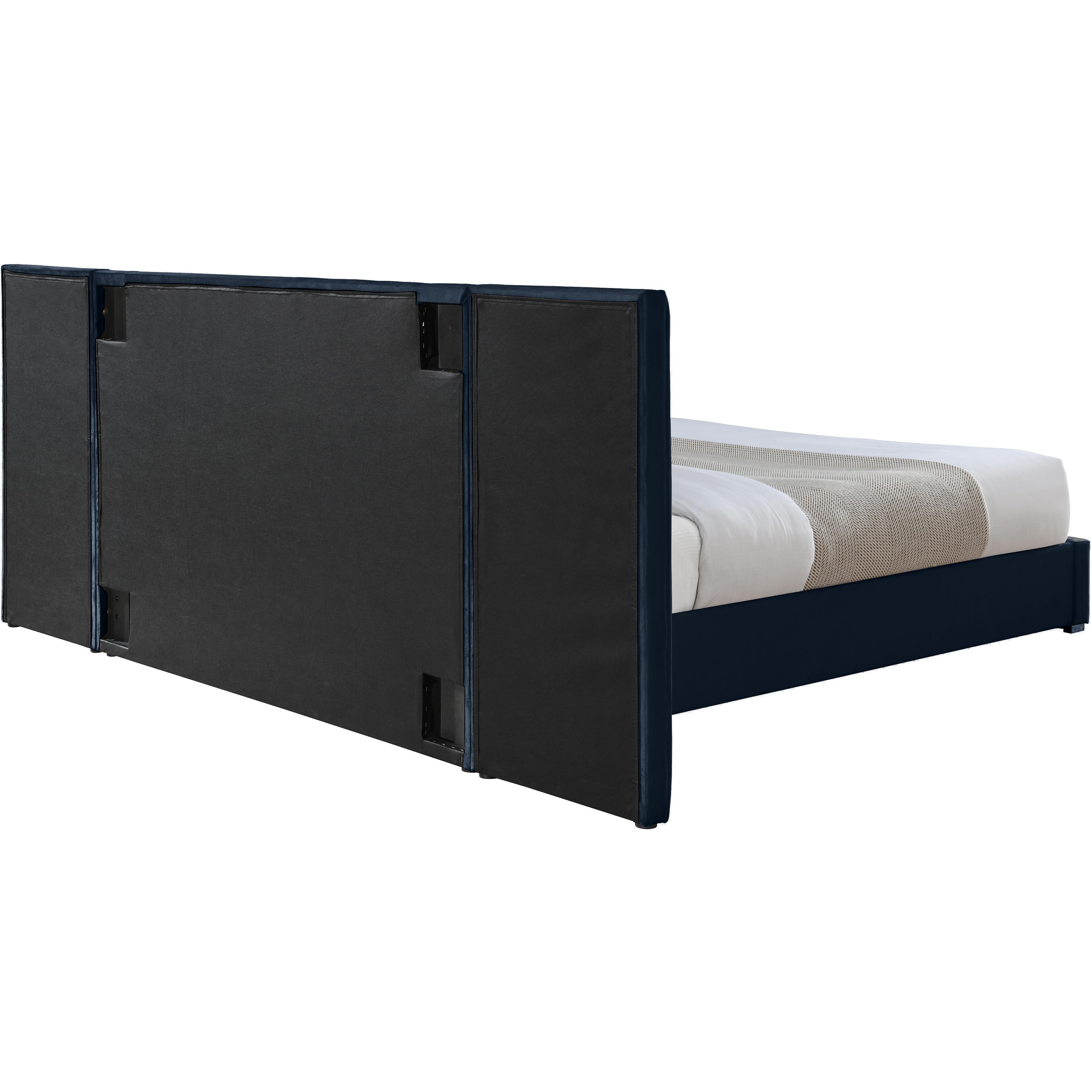 Meridian Pablo Navy Velvet Queen Bed