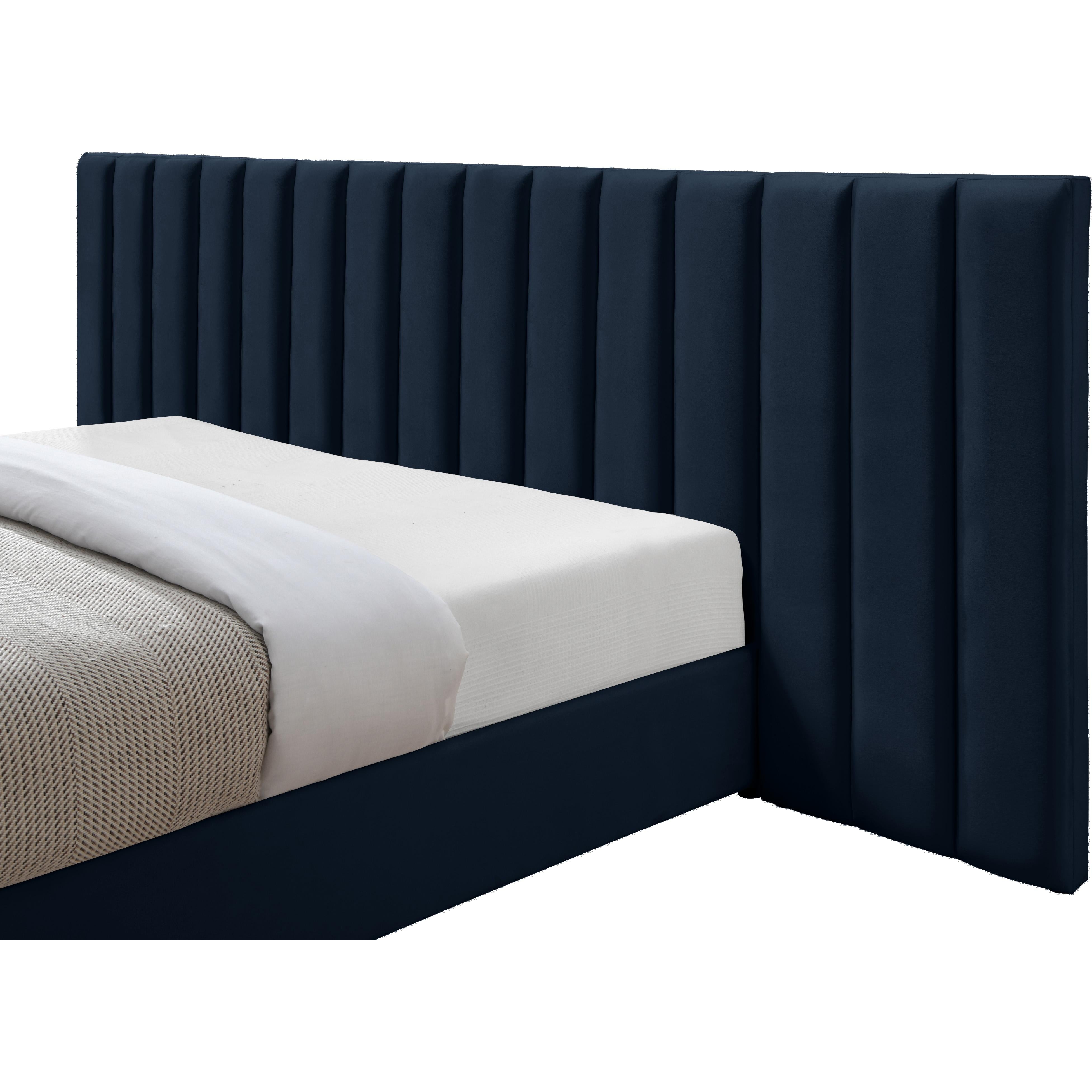 Meridian Pablo Navy Velvet Queen Bed
