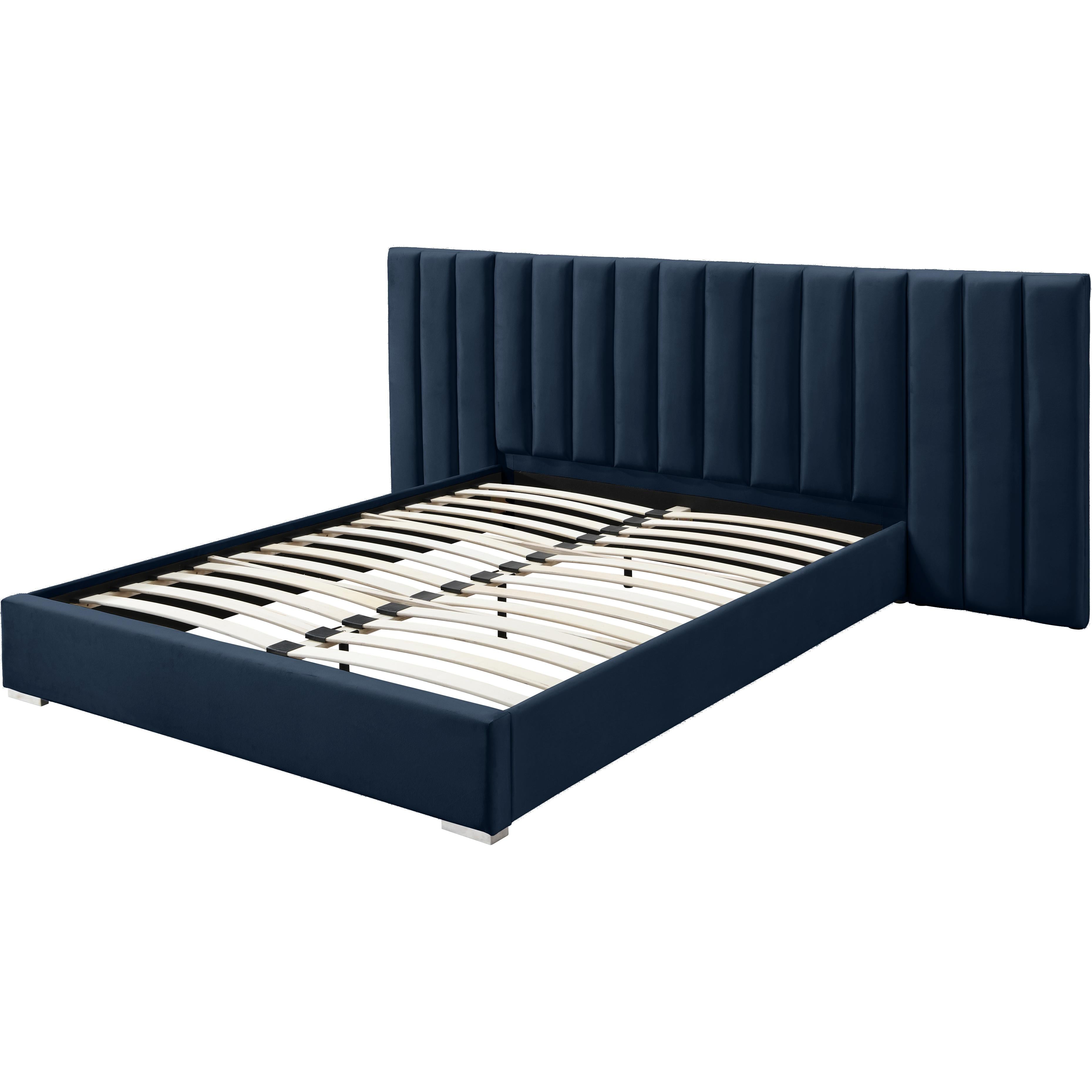 Meridian Pablo Navy Velvet Queen Bed