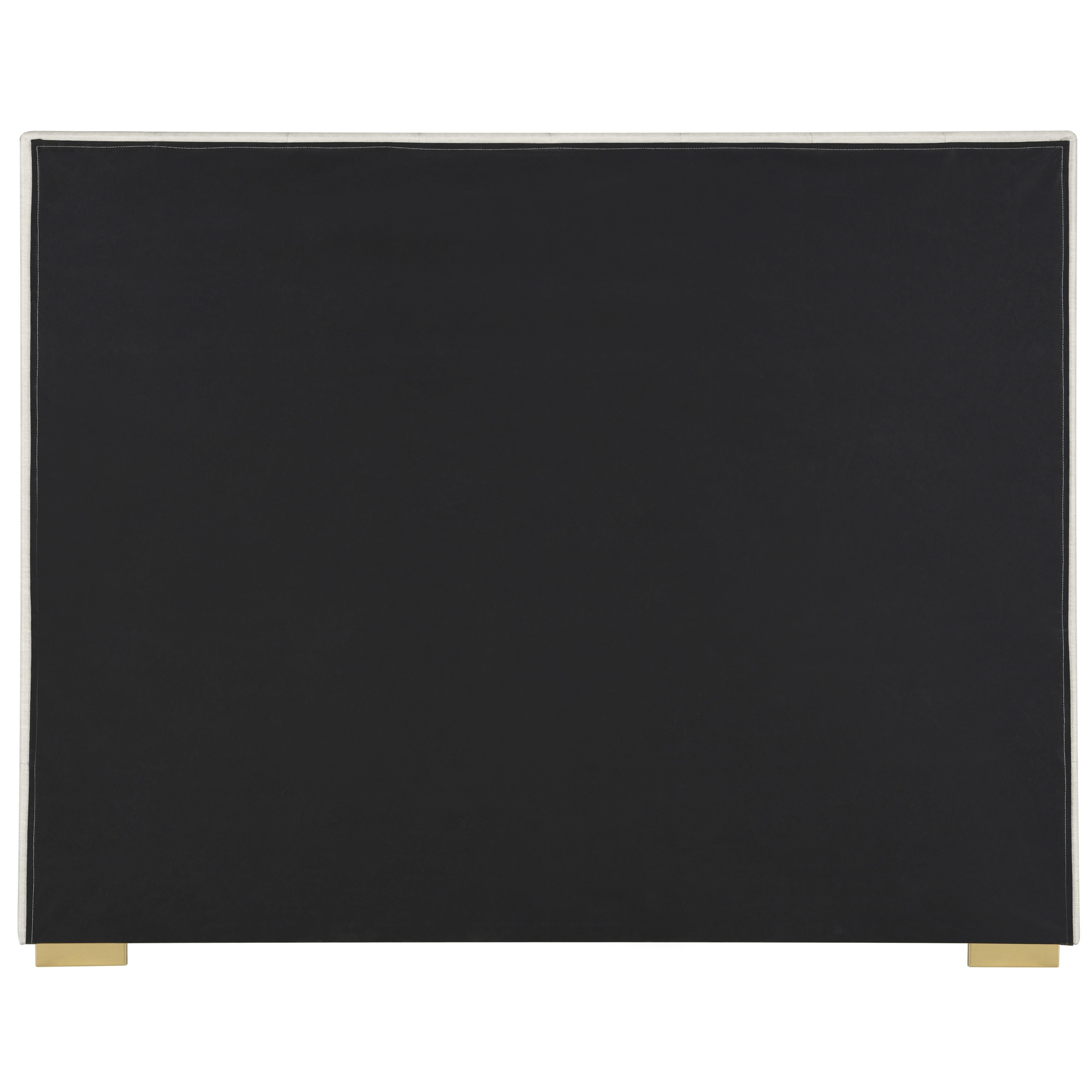 Meridian Pierce Beige Linen Textured Fabric Full Bed