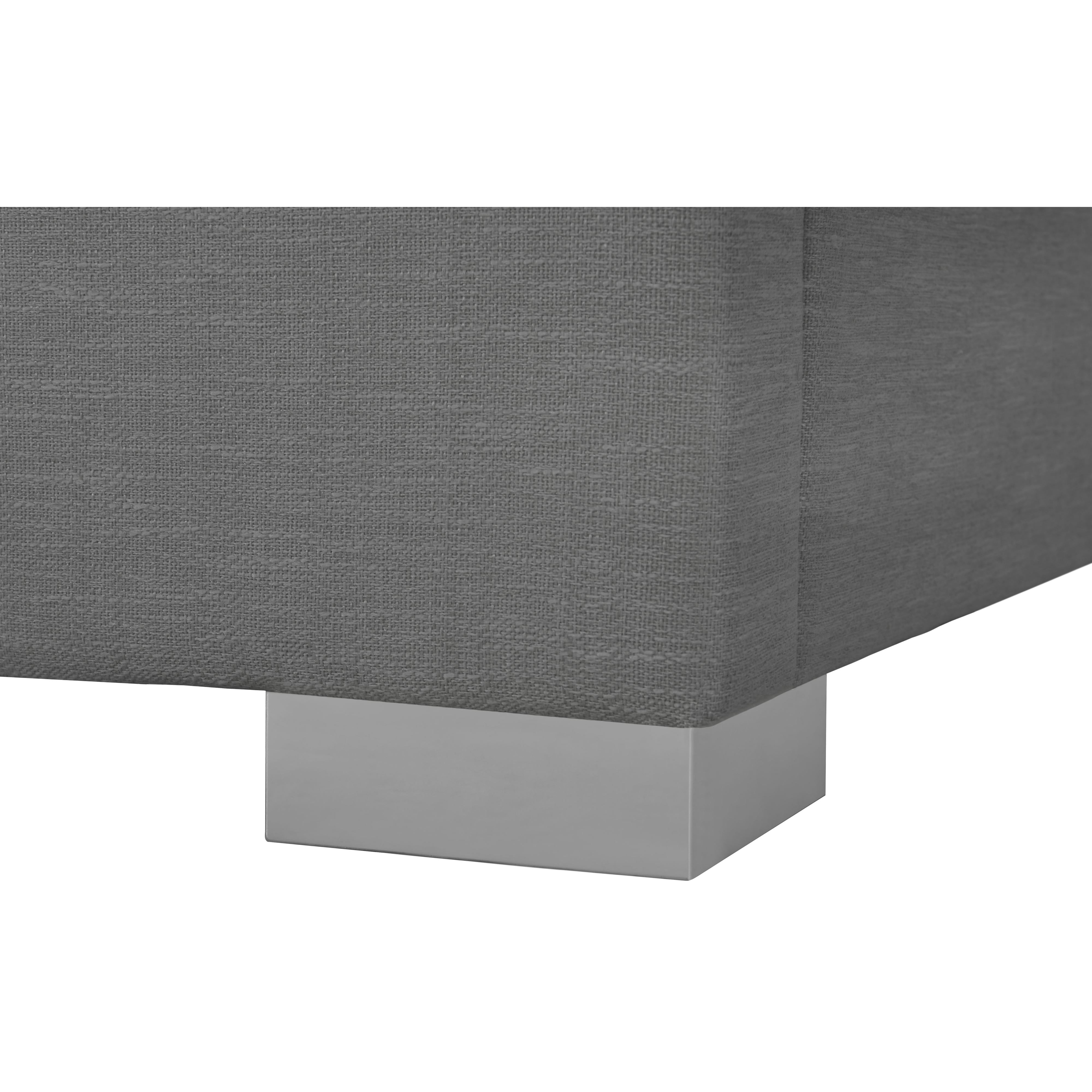 Meridian Pierce Grey Linen Textured Fabric Queen Bed