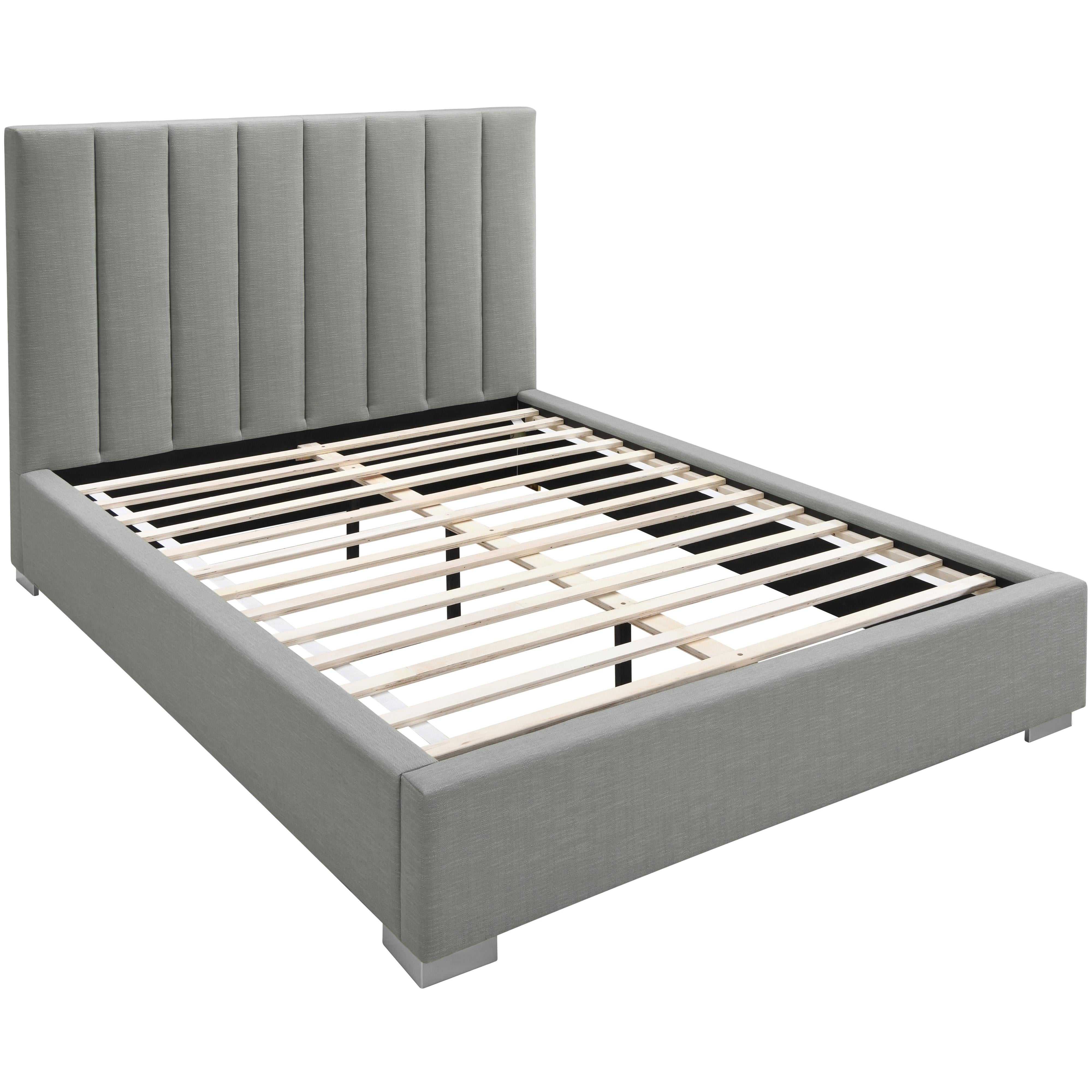 Meridian Pierce Grey Linen Textured Fabric Twin Bed