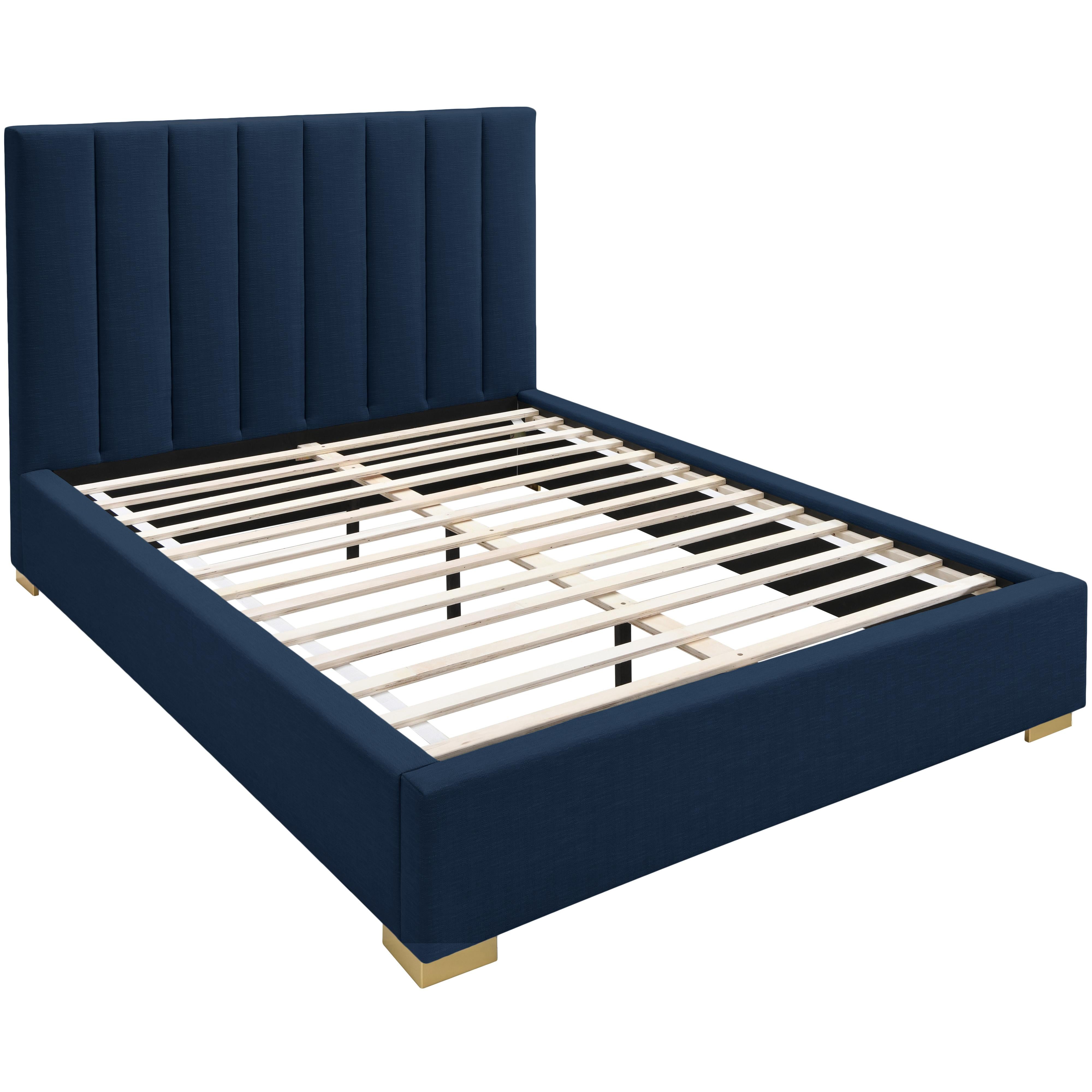 Meridian Pierce Navy Linen Textured Fabric Full Bed