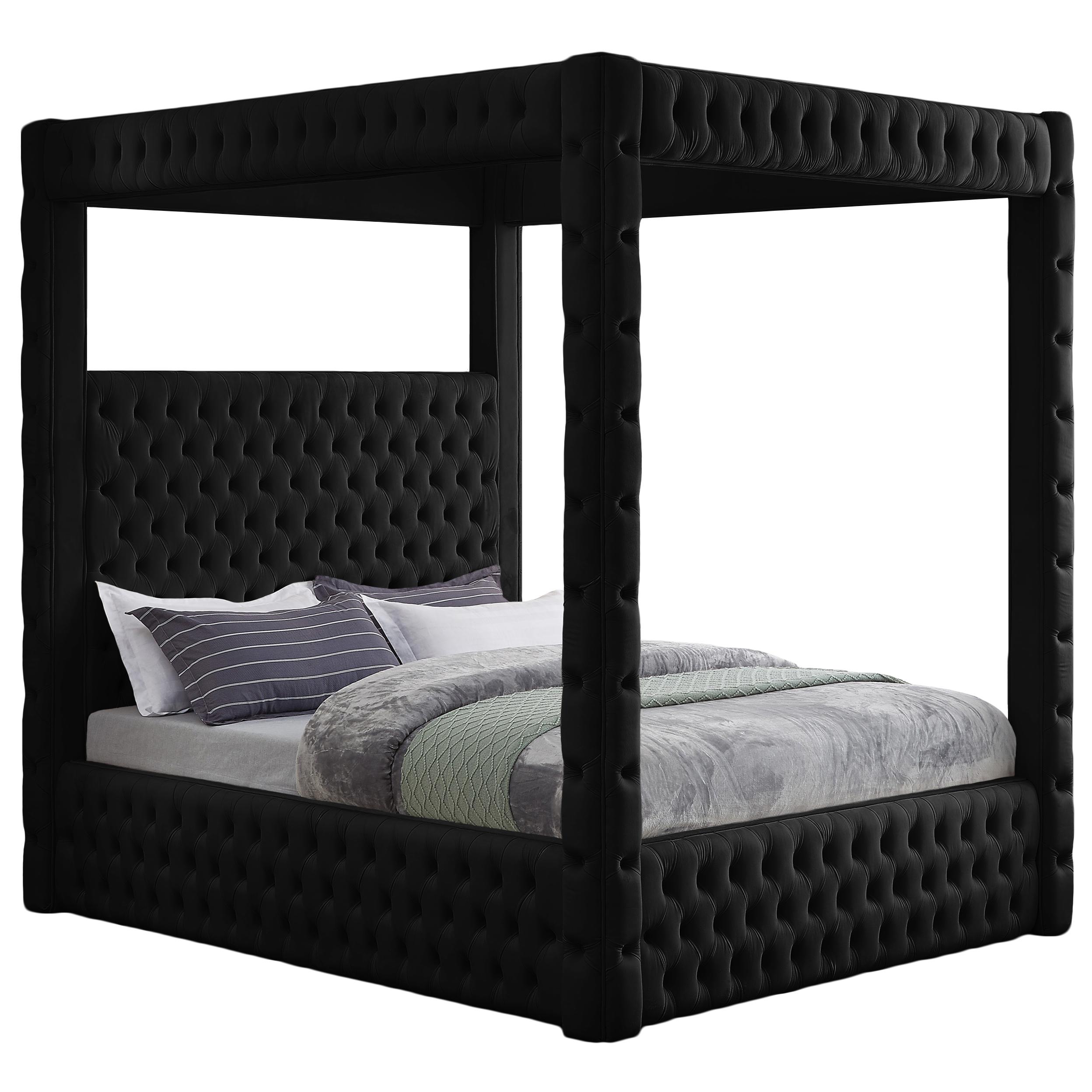 Meridian Royal Black Velvet King Bed (4 Boxes)