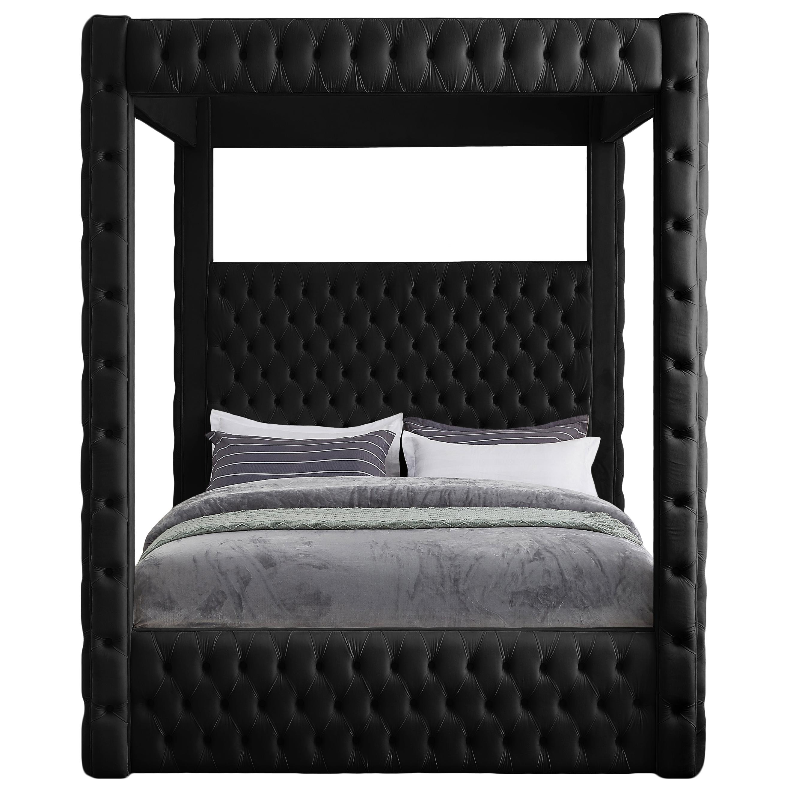 Meridian Royal Black Velvet King Bed (4 Boxes)