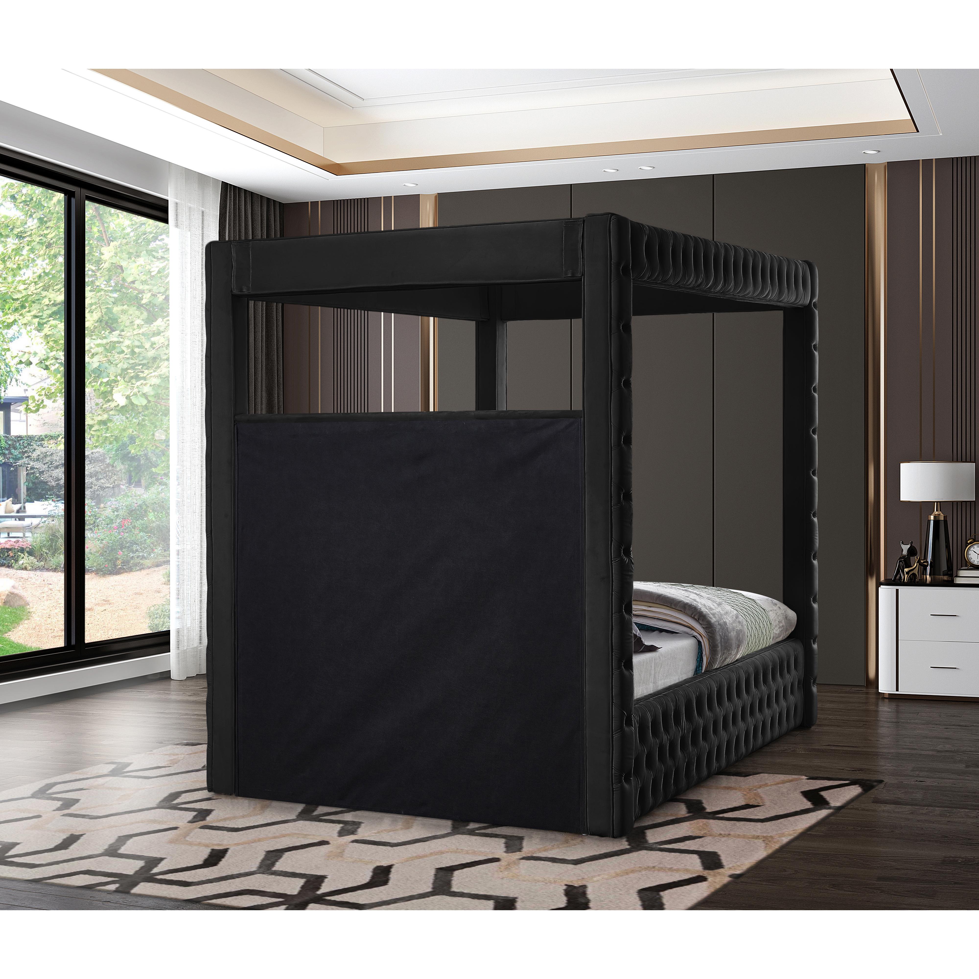 Meridian Royal Black Velvet King Bed (4 Boxes)