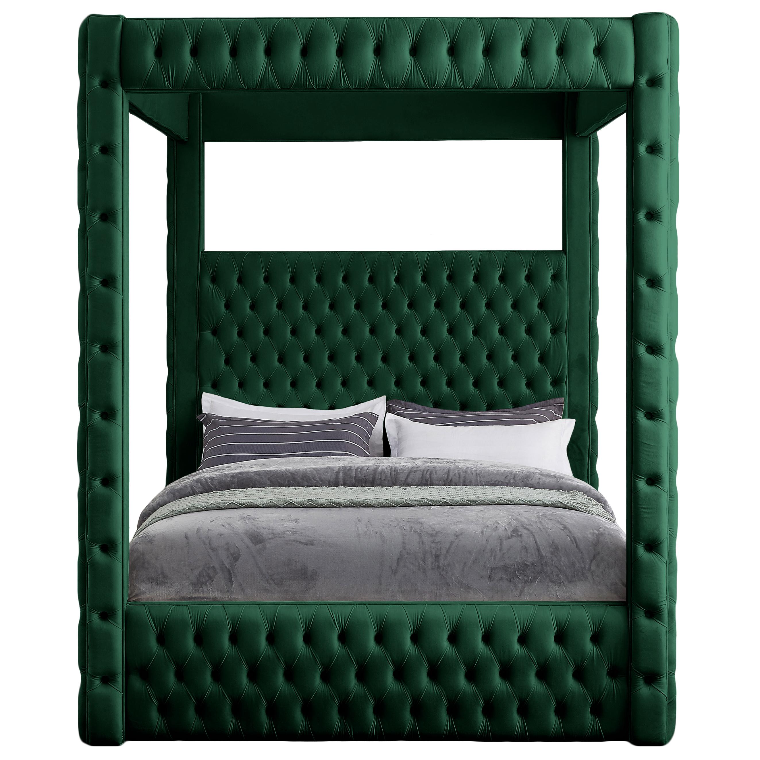 Meridian Royal Green Velvet King Bed (4 Boxes)